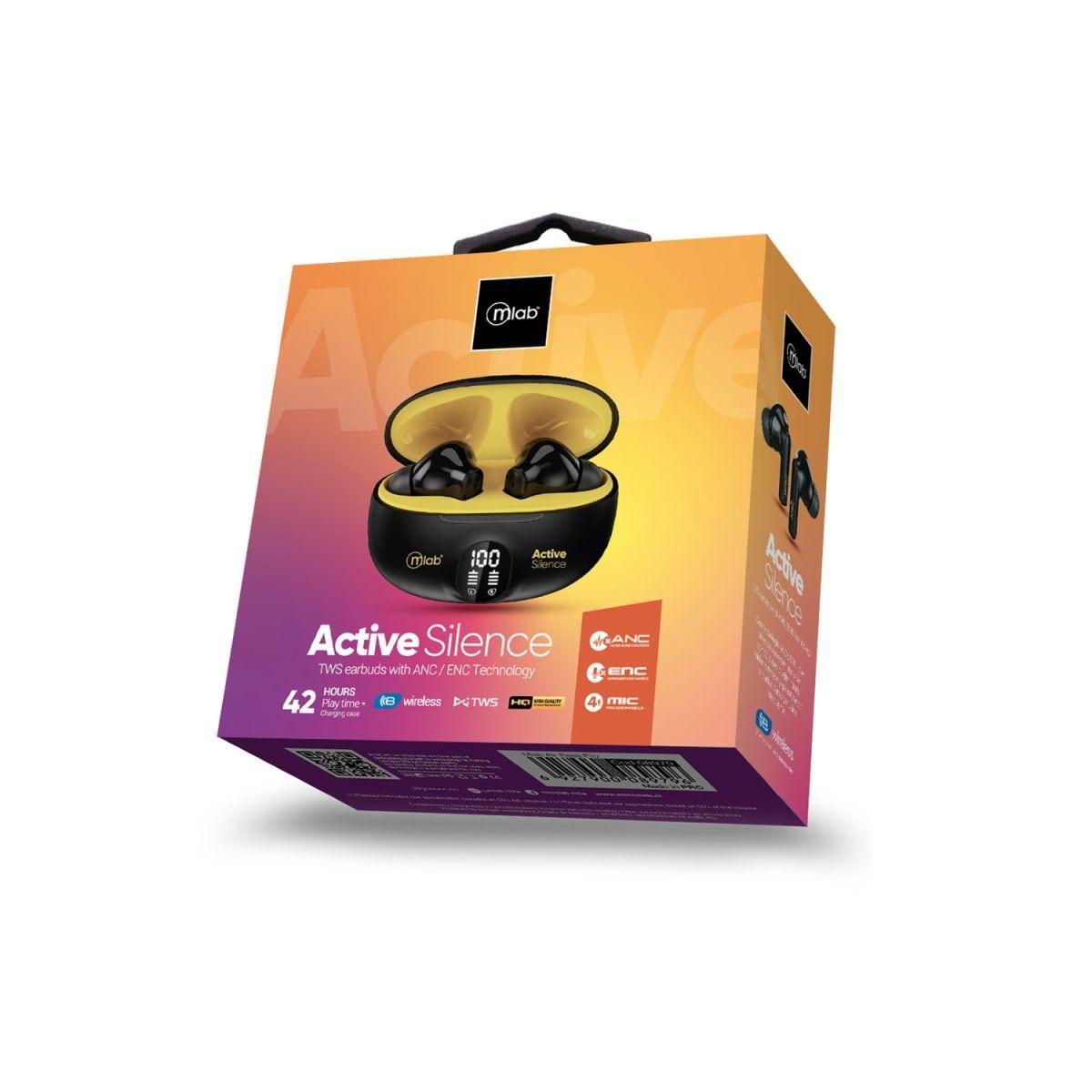 AUDIFONO MLAB TWS ANC + ENC ACTIVE SILENCE STRONG BLACK/YELLOW-2