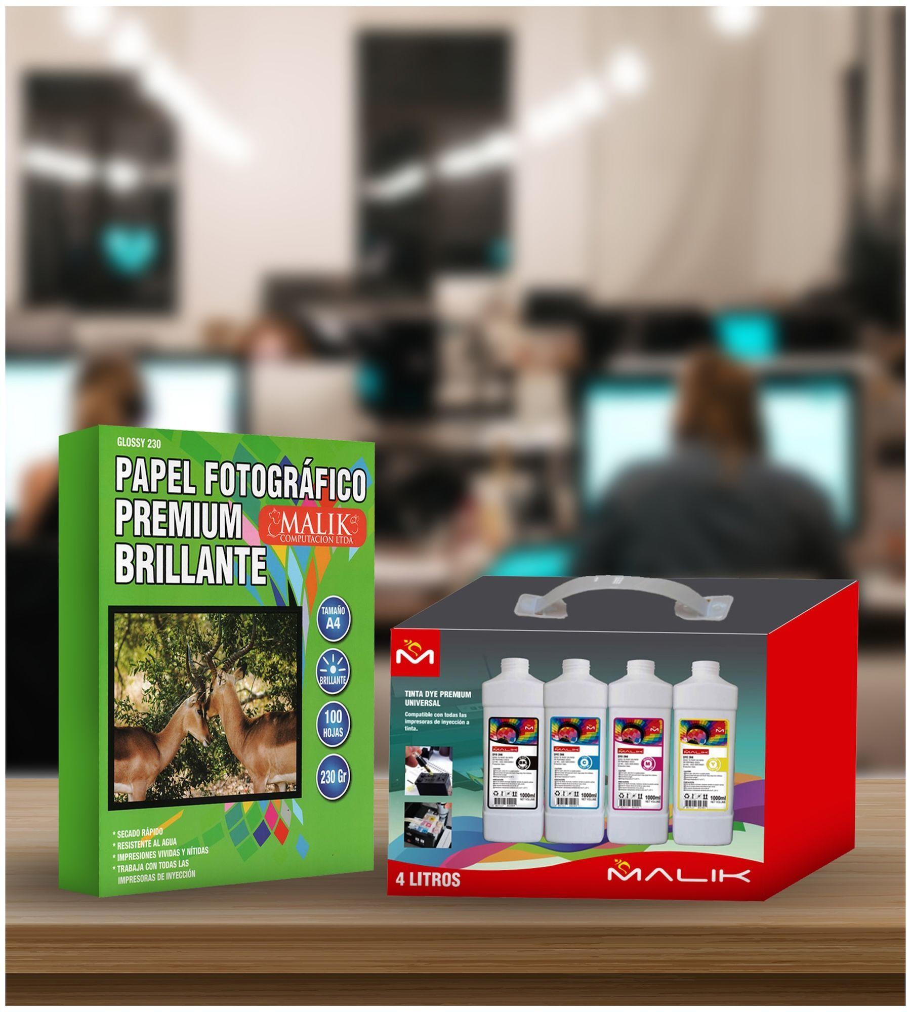 Papel Glossy 230gm 100 hojas + 4 Litros para DCP-T710W-1