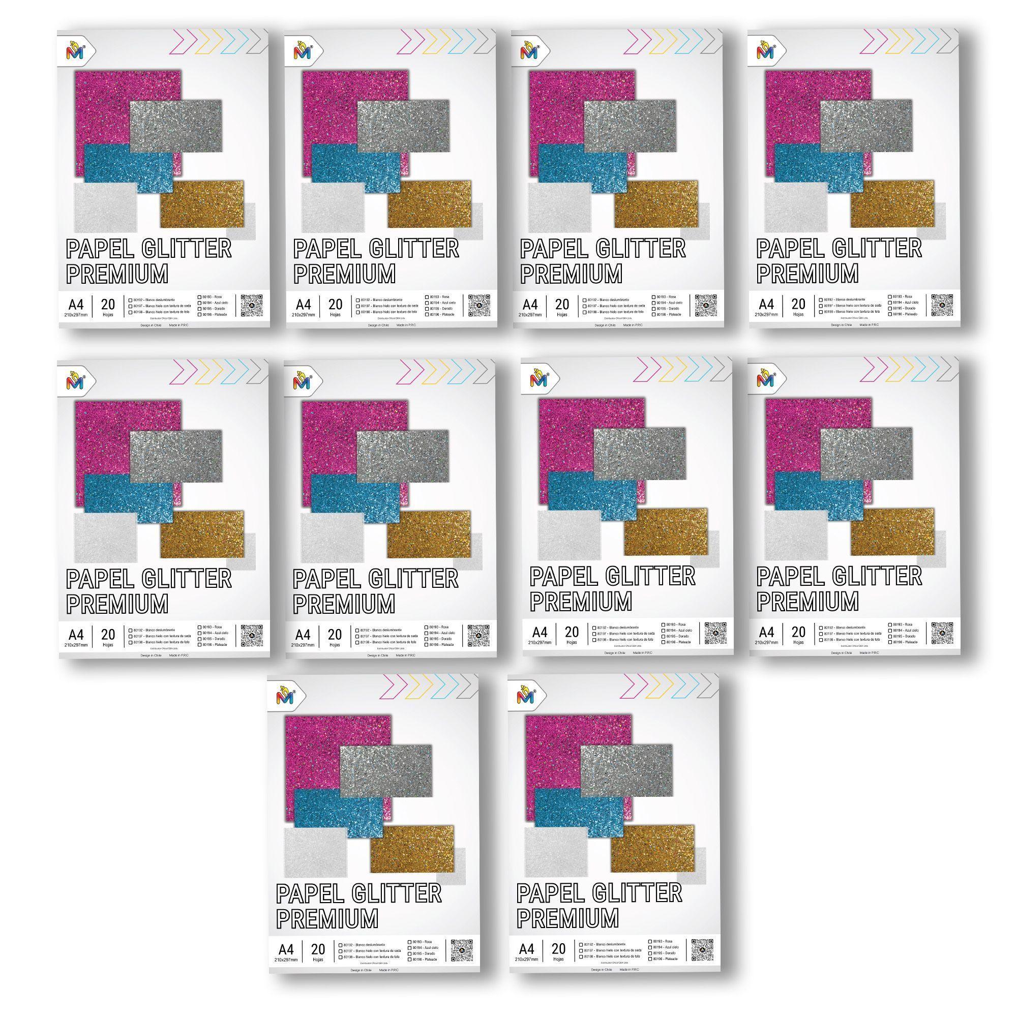 Combo 10 Papel Brillante Blanco Hielo - 200 Hojas Decorativo-0