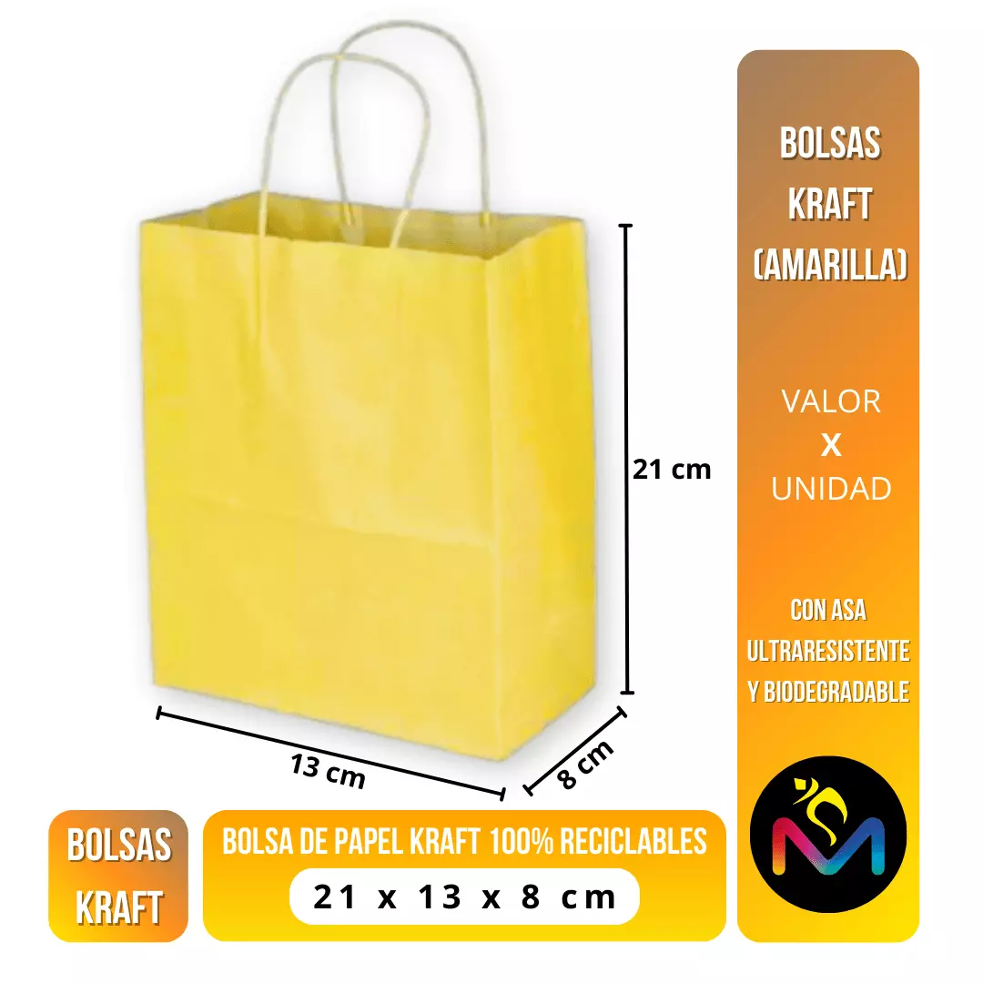 Pack 48 bolsas amarillas 21x13x8 cm, ¡prácticas-versátiles!-3