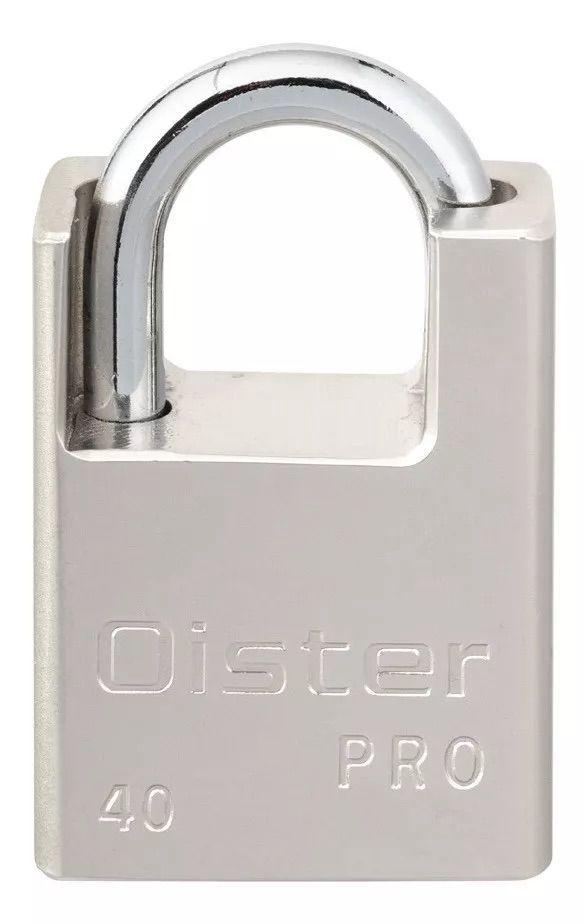PACK X 4 Candado Oister Pro Con Hombro 40mm Níquel Blíster-1