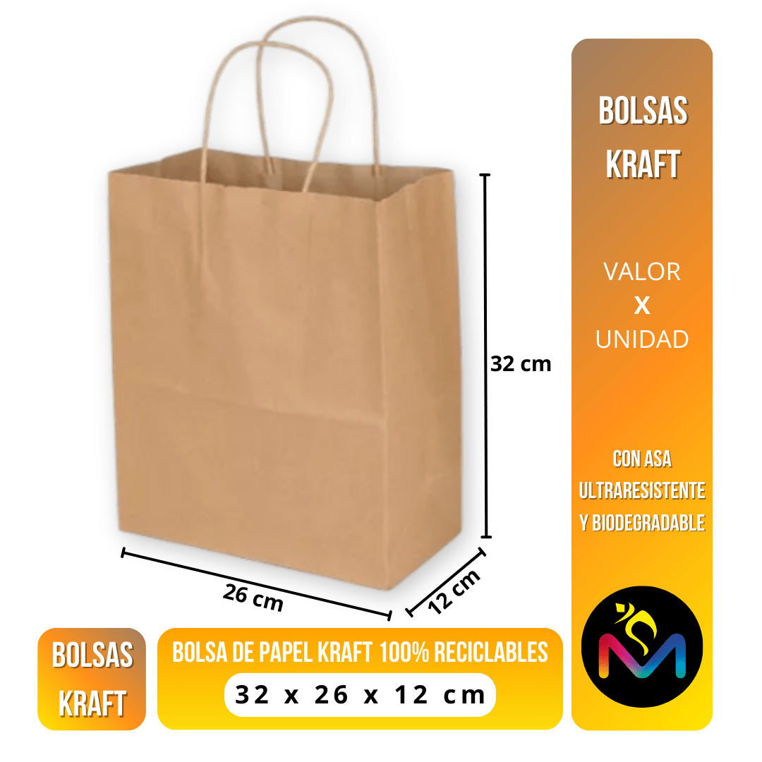 Embalaje Pack 96 Bolsa de Papel Color Cafe 32x26x12 cms-2