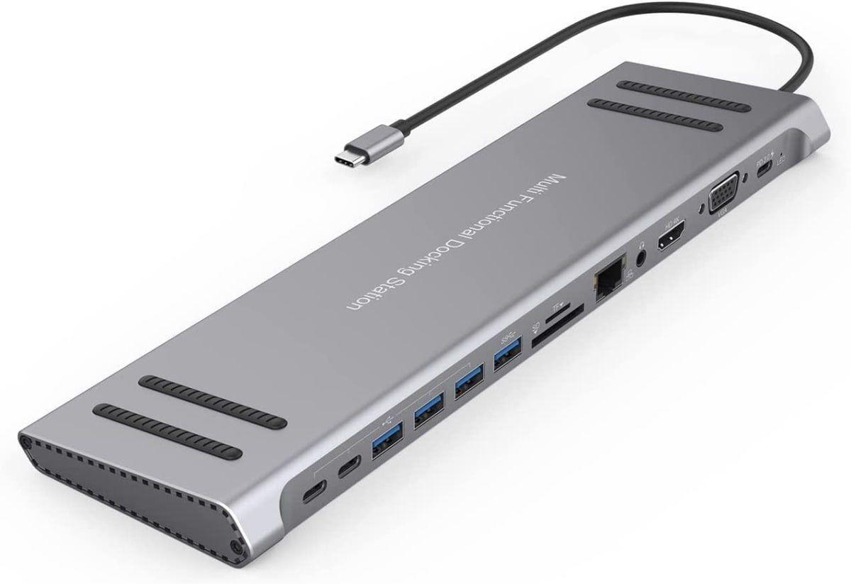 Hub USB-C 14 en 1 con Soporte para 2 Monitores 4K-0