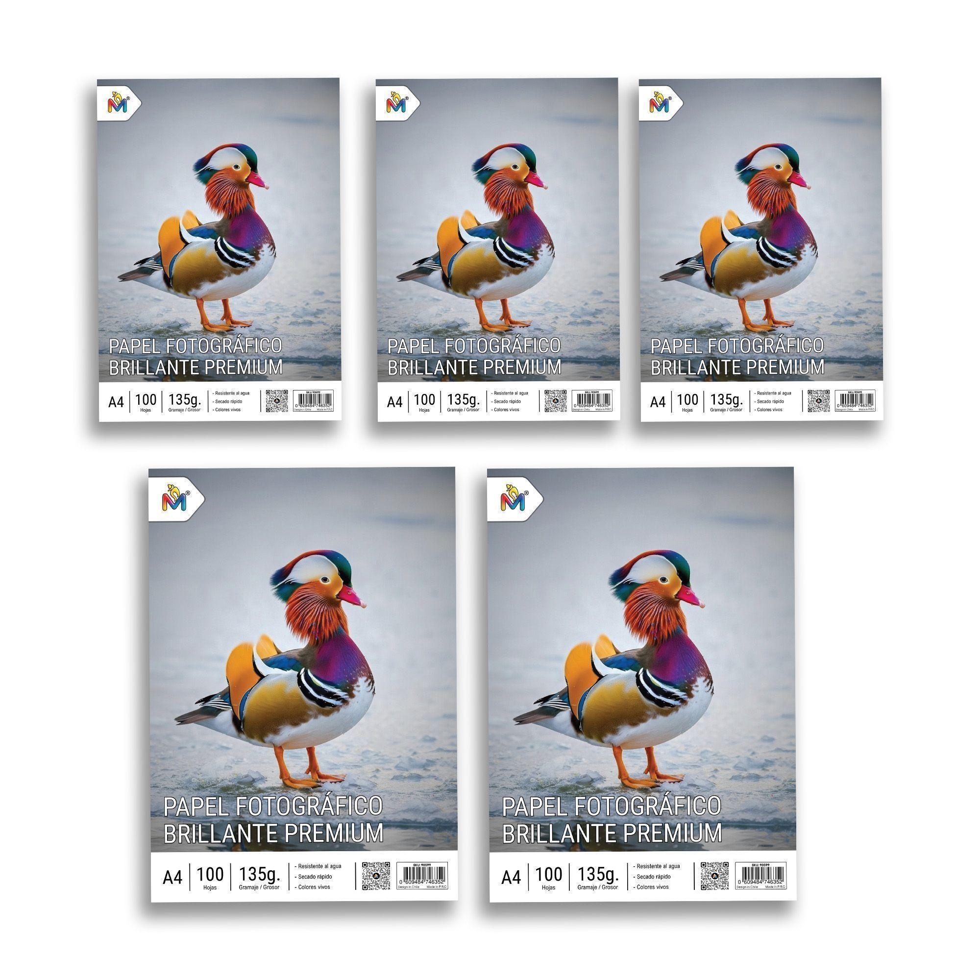 Pack x5 Papel Fotográfico A4 135g - 500 Hojas Brillantes -2