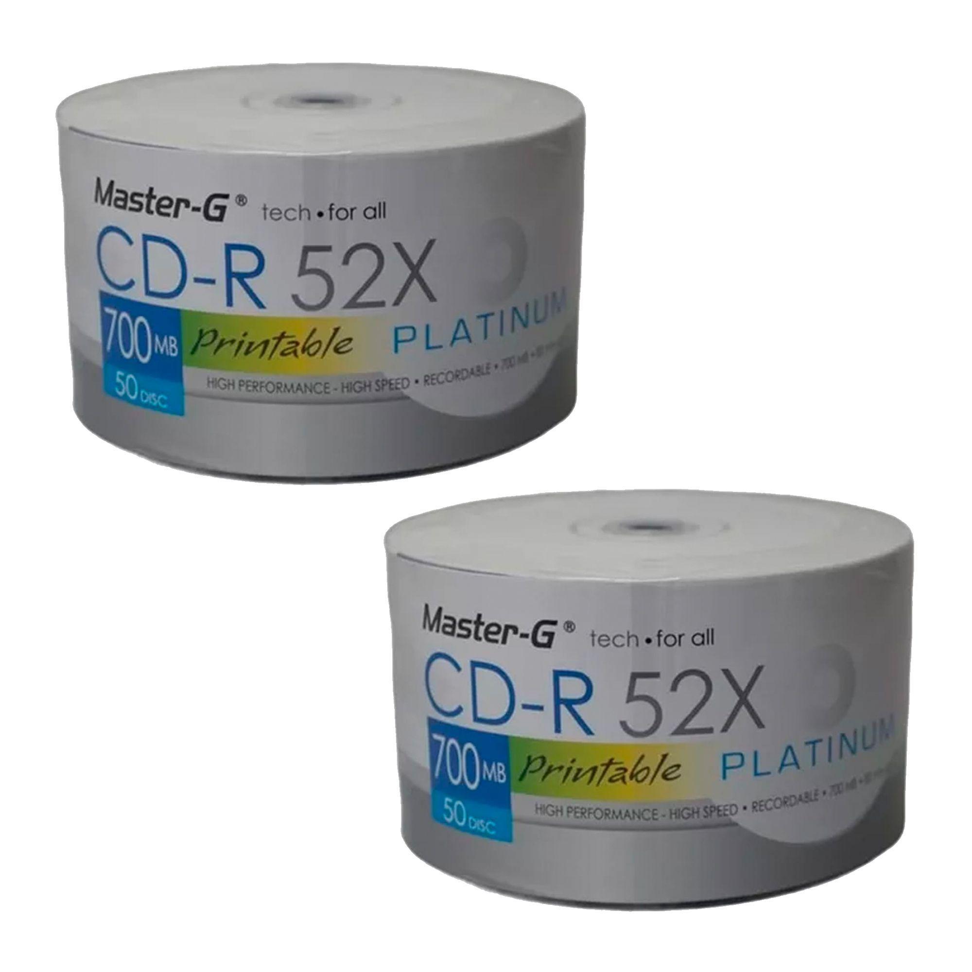 CD-R Imprimible 52x 700MB 80 Min 100 Unidades Para Musica-0