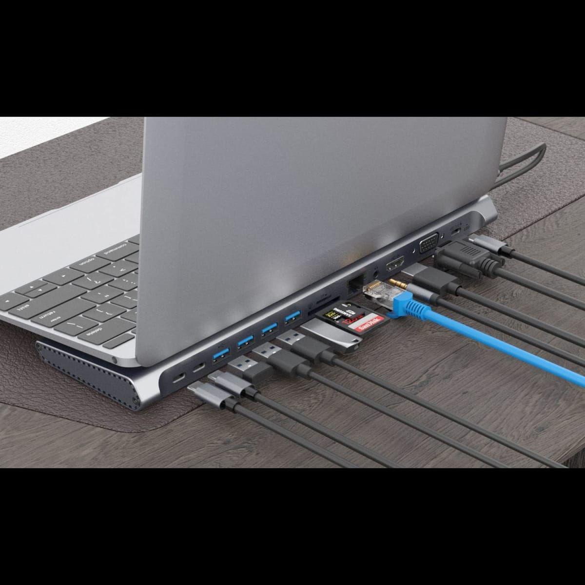 Docking Station USB-C Dual Monitor - 14 Puertos-2