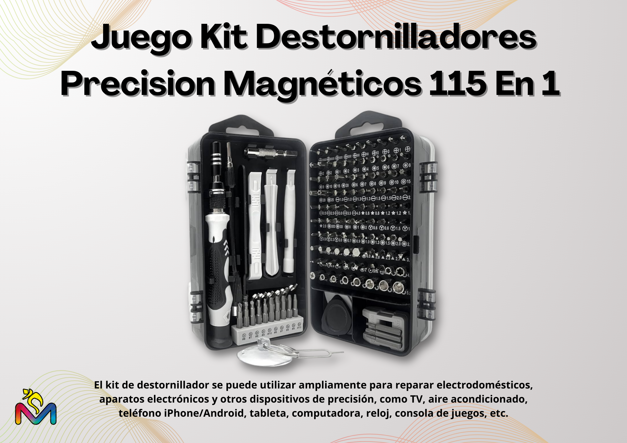 Juego Kit Set Destornilladores Precision Magnéticos 115 En 1 Telefono Pack 10-2