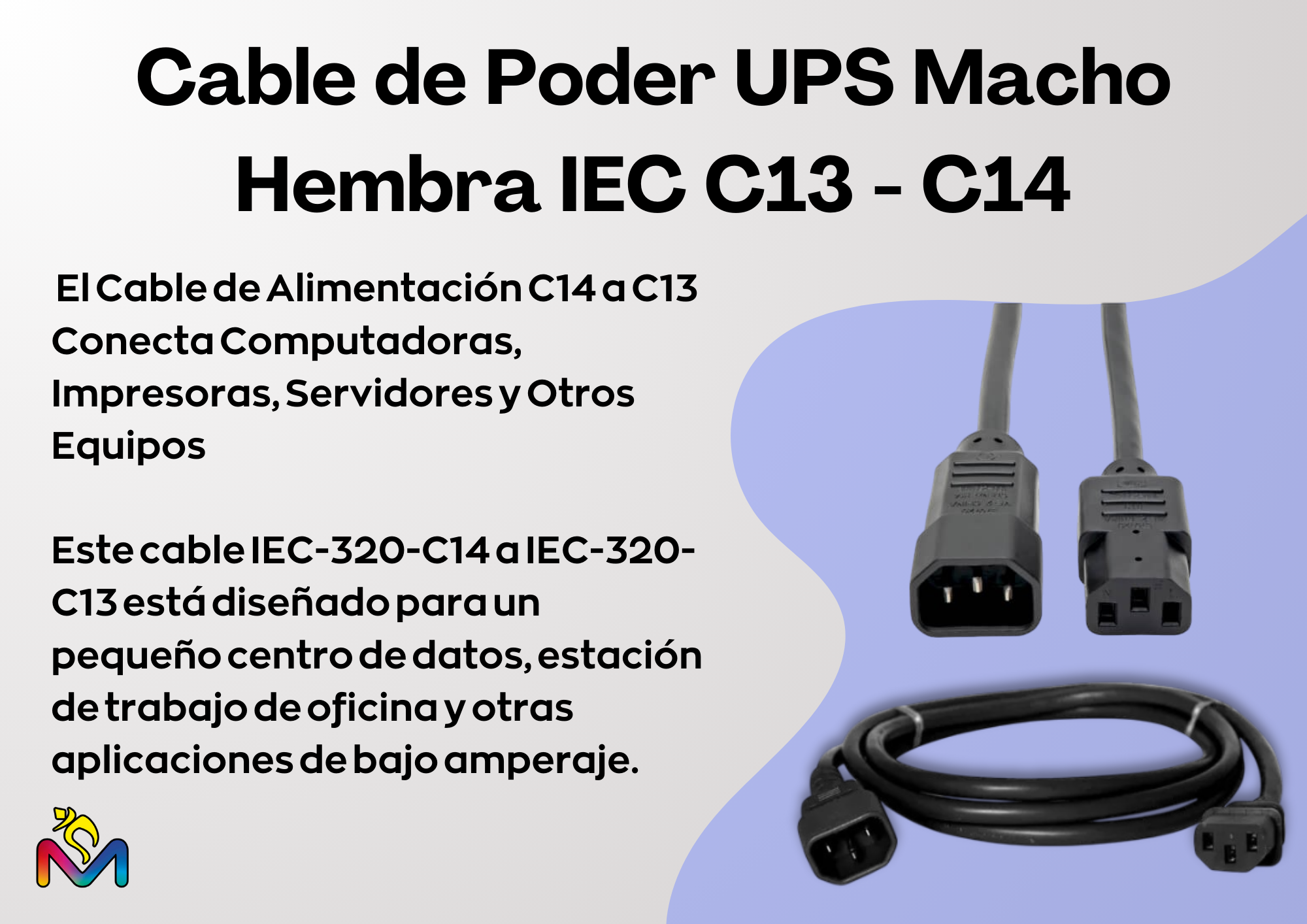 Cable de Poder UPS Macho Hembra IEC C13 - C14 Pack 3-1