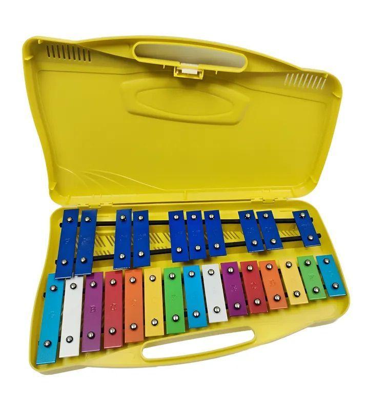 Metalofono 25 Notas Xilofono Cromatico Professional Premium Malik Amarillo + 2 Baquetas-1