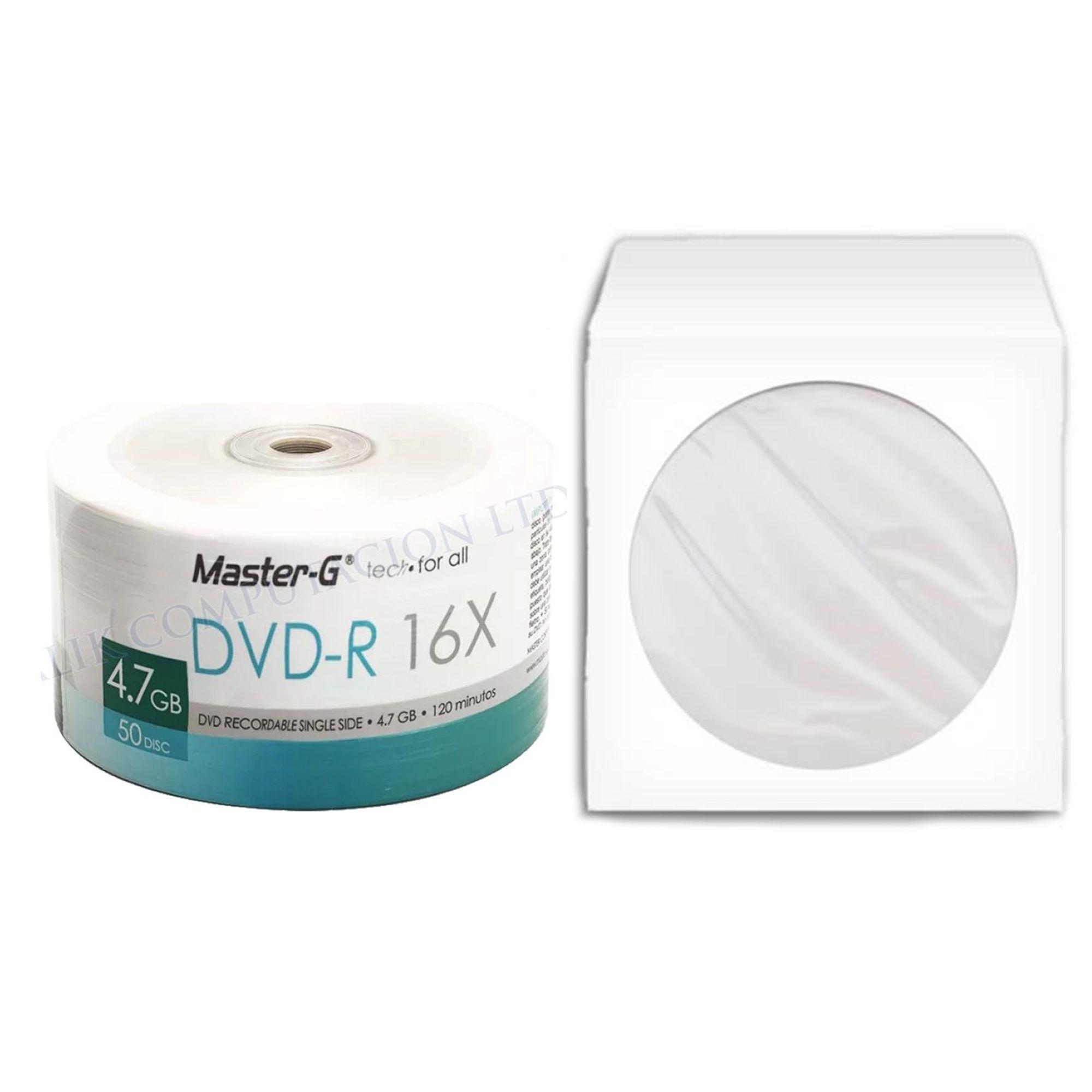 Disco Virgen Dvd-R MasterG De Con 100 Sobres De Papel X50-0