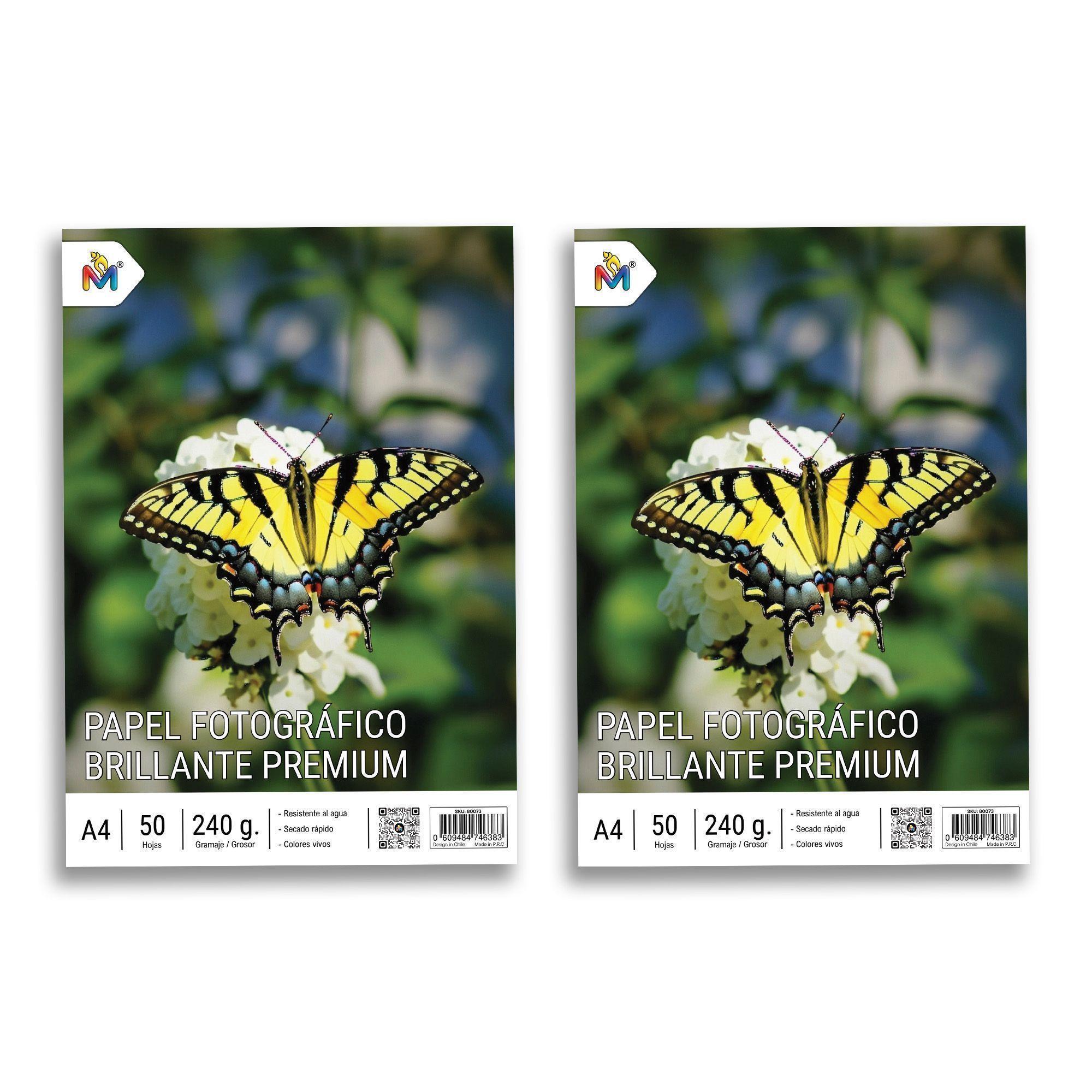Combo 2 Papel Brillante A4 230gr - 100 Hojas Calidad Premium-0