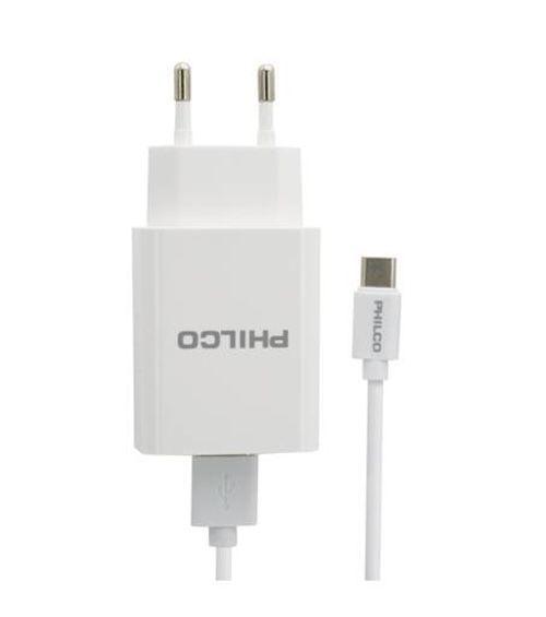 CARGADOR DE PARED QUALCOM 3.0 A C/CABLE TIPO C QC619 BLANCO-0