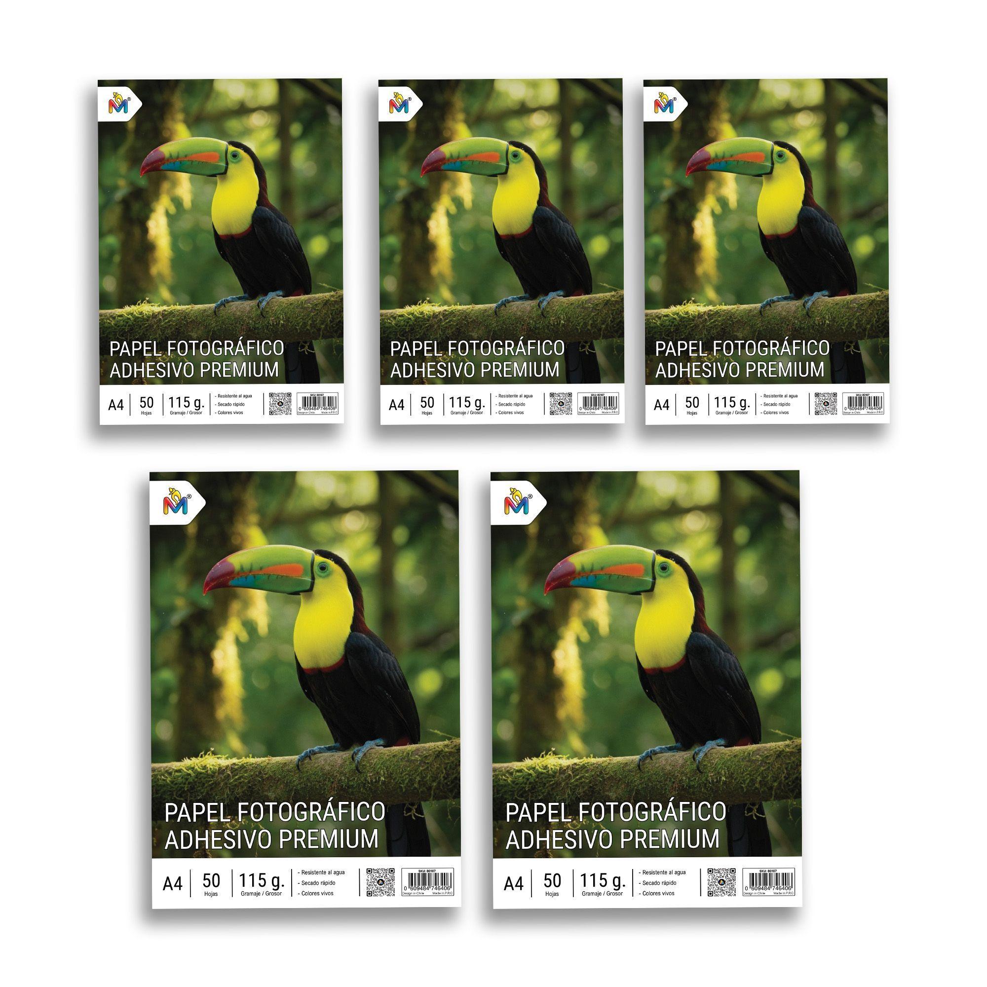 Pack 5 Papel Fotográfico Adhesivo A4 - 250 Hojas Premium-2