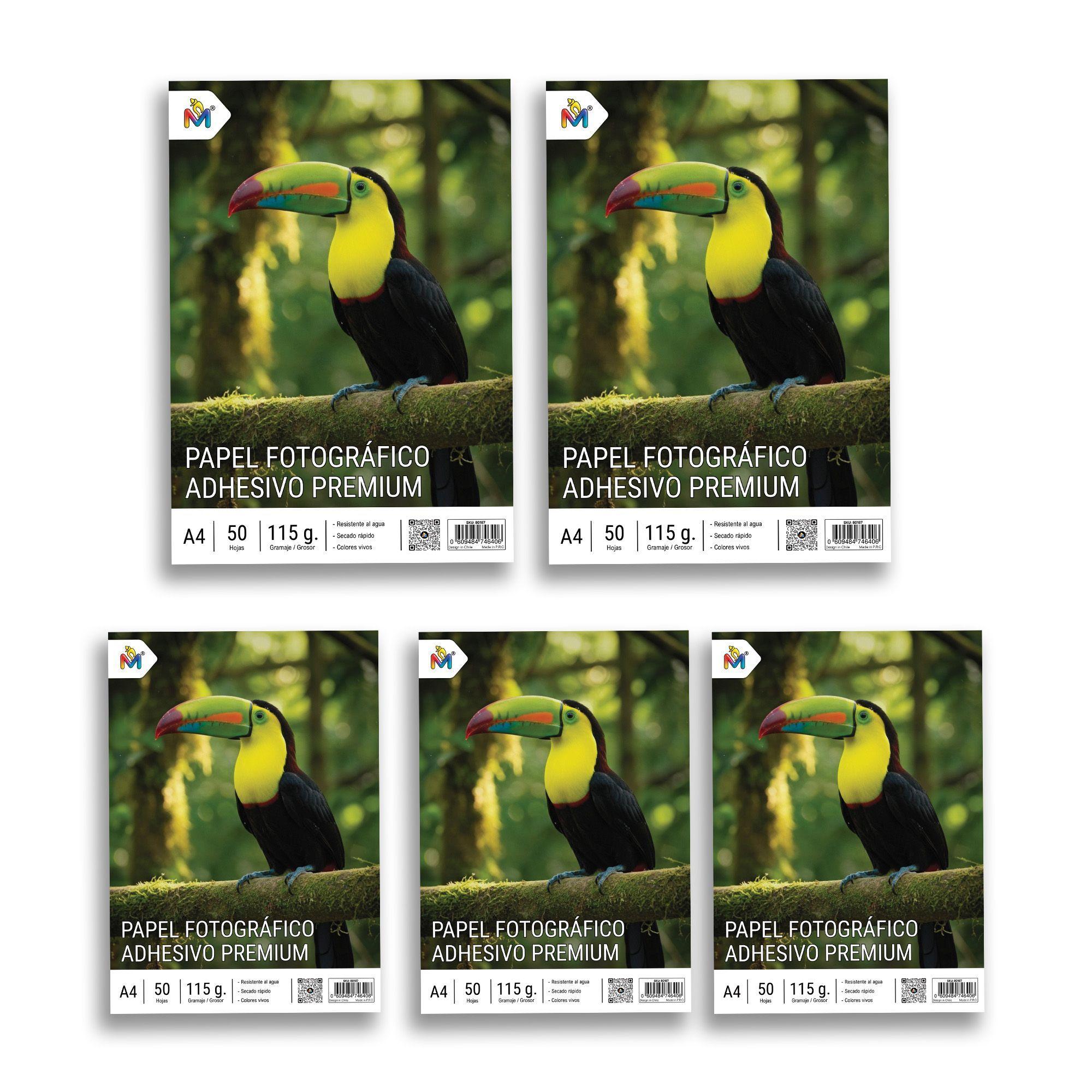 Pack 5 Papel Fotográfico Adhesivo A4 - 250 Hojas Premium-3