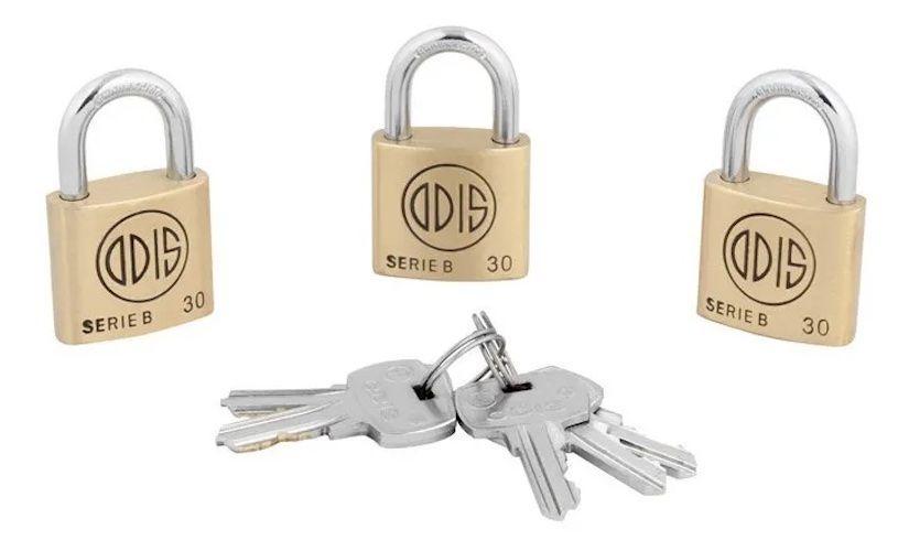 Candado Odis B30 X3 30mm Llaves Iguales - Serie B-0