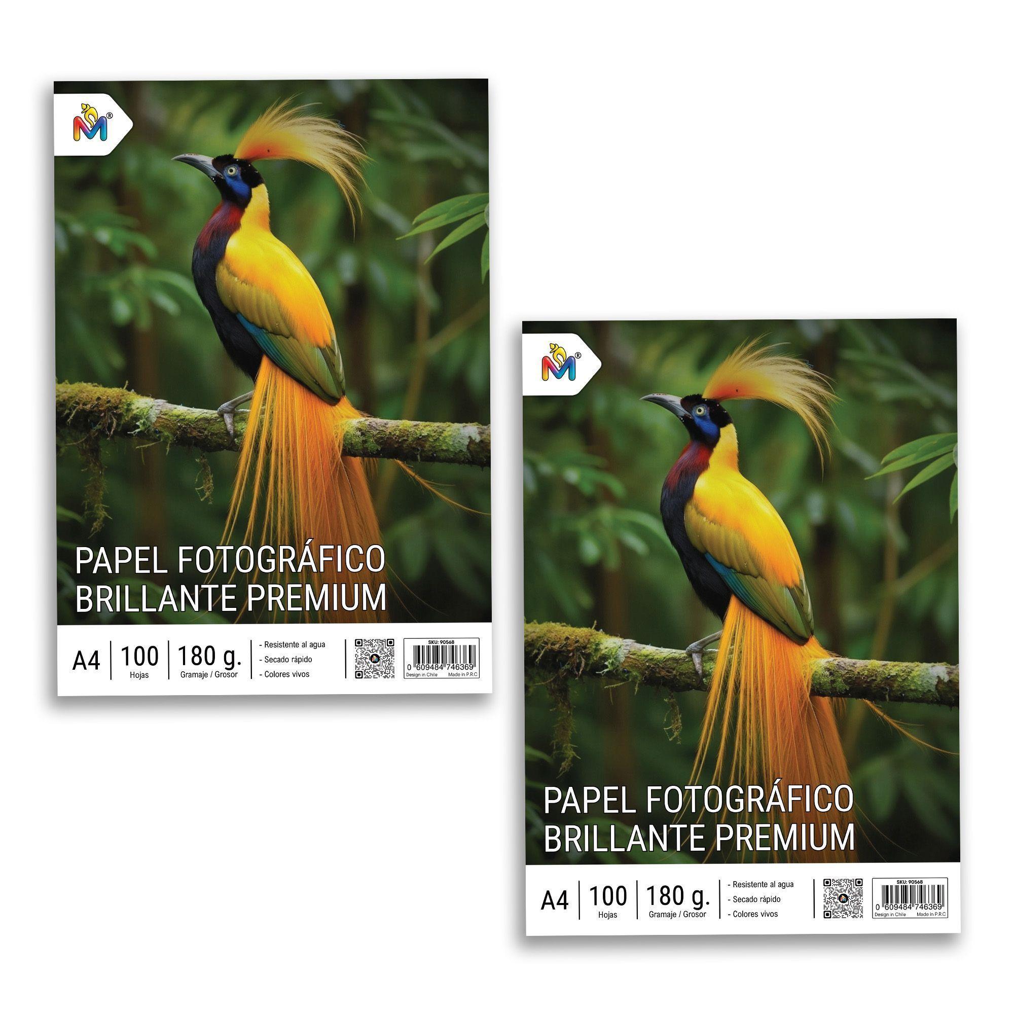 Dúo Pack Papel Fotográfico A4 180g Glossy Premium Inkjet - 200 Hojas Brillantes-2
