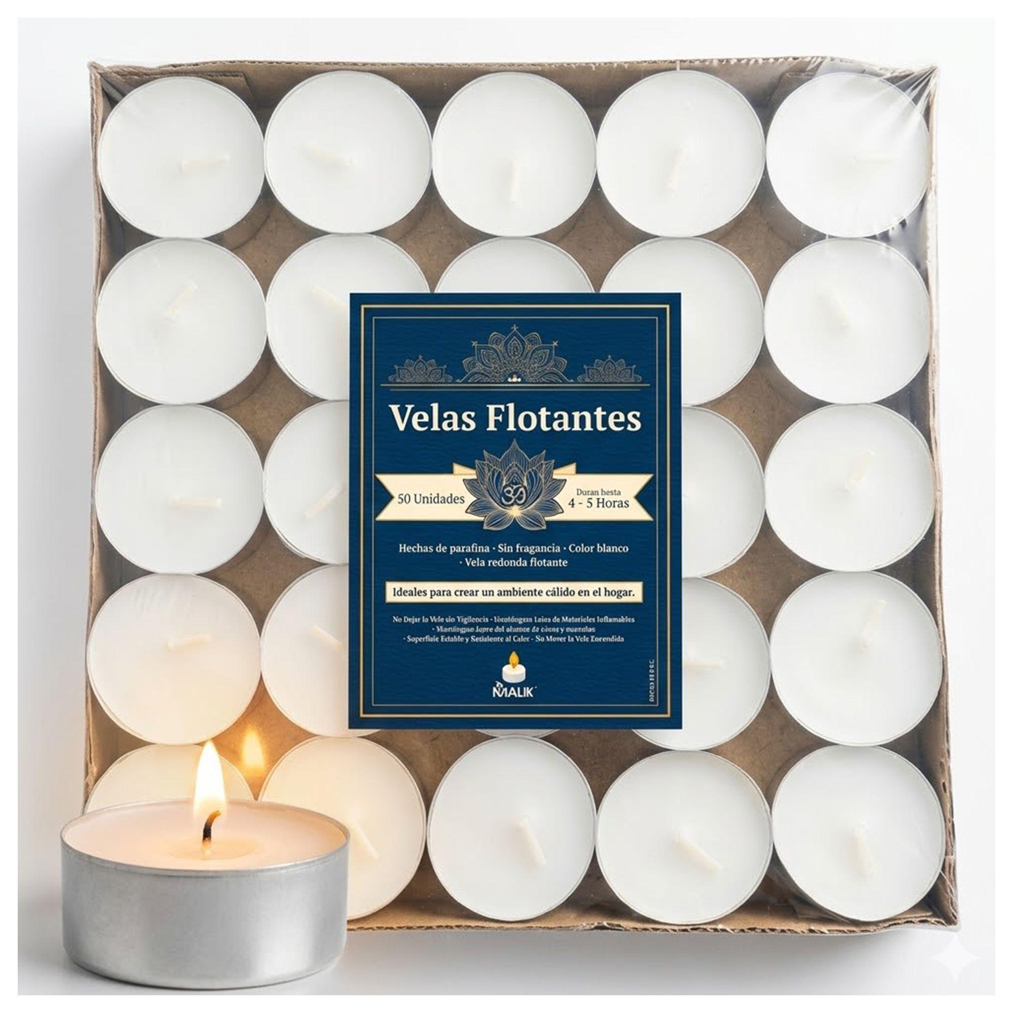 Velas Flotantes para Agua Malik Blancas 50pz 4-5 Horas-5