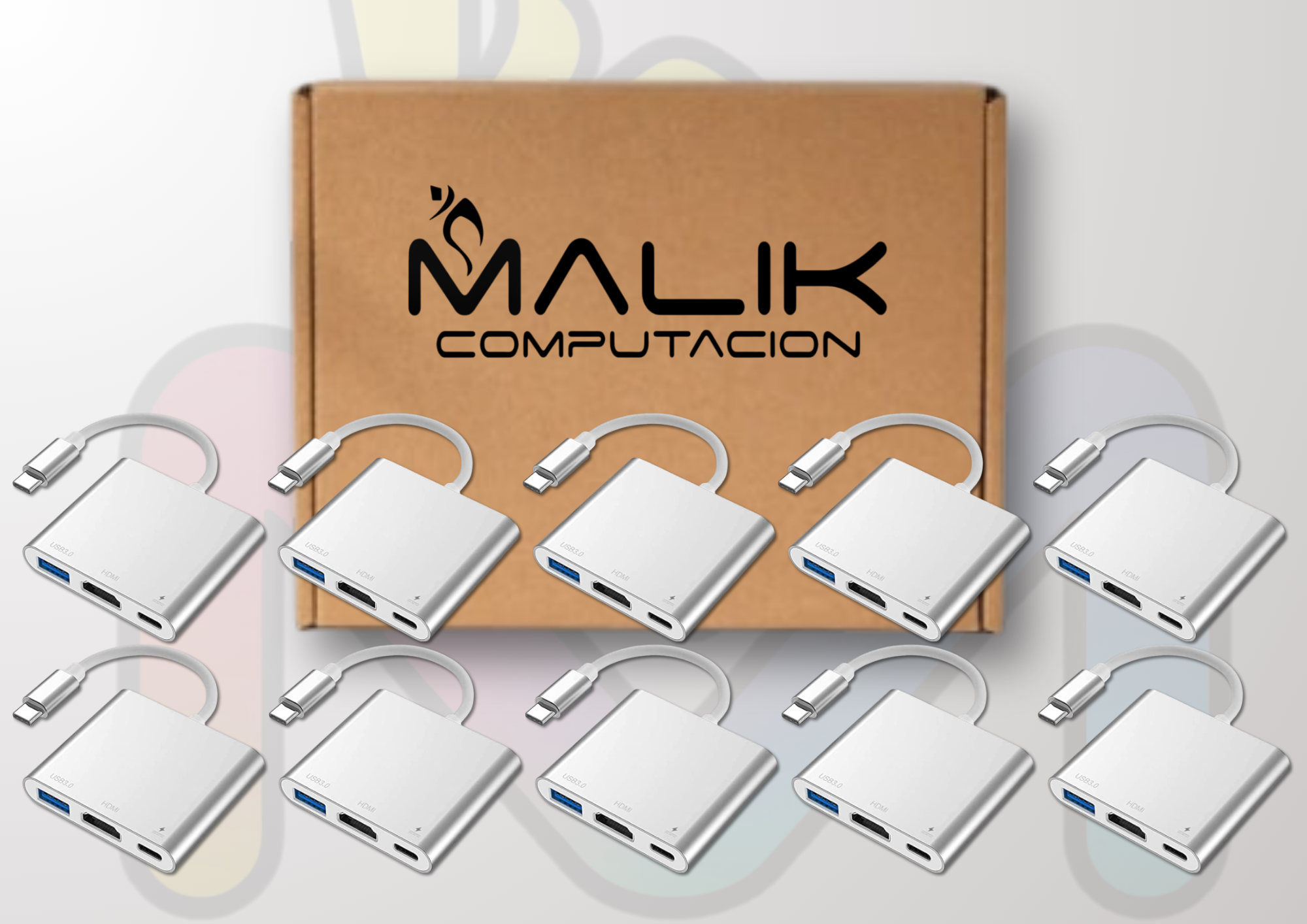 Adaptador Usb 3 En 1 Type Tipo C A Hdmi / Usb 3.0 / Tipo C 9175 Pack 10-2