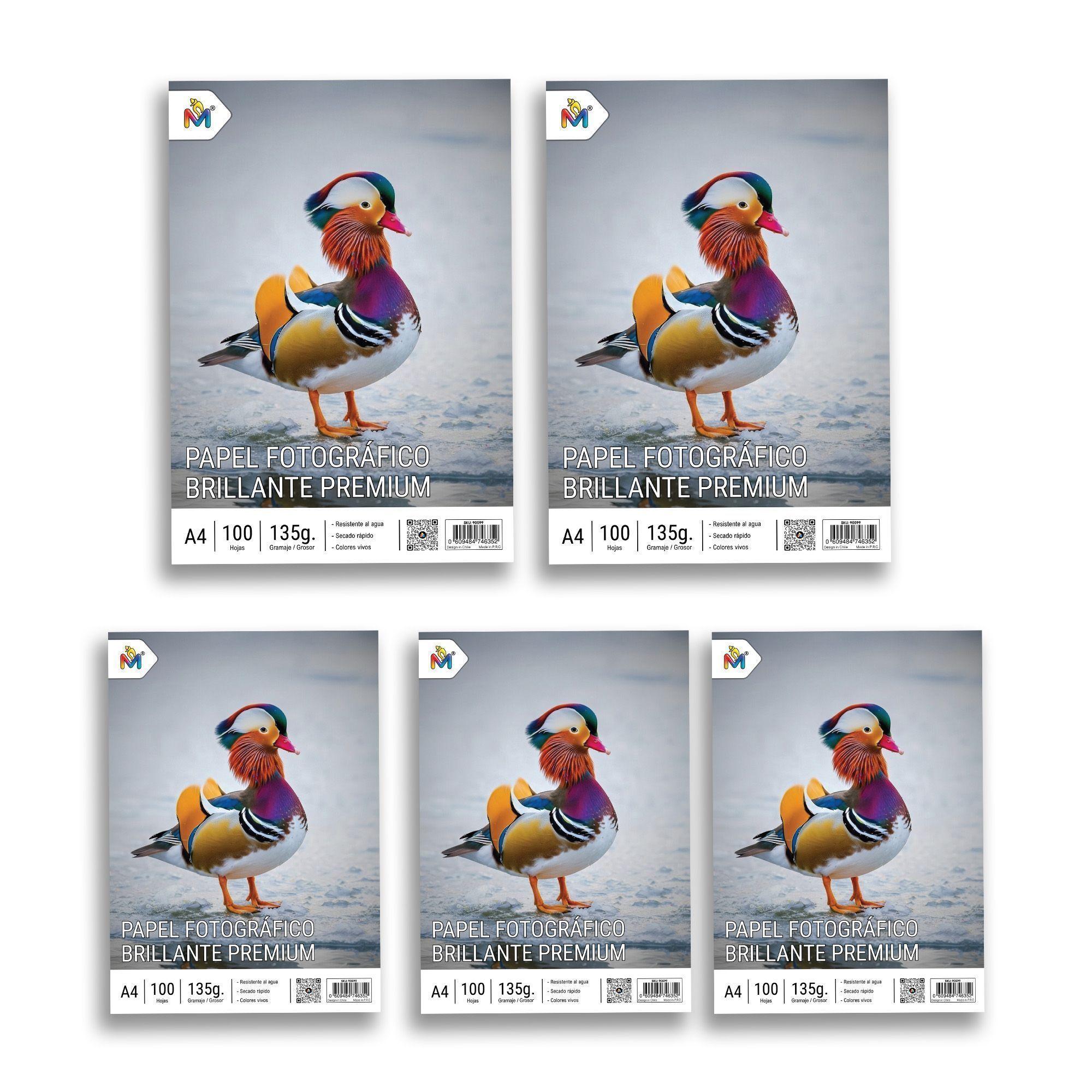 Papel Fotográfico A4 135gr Brillante (Pack 5 Unidades - 100 Hojas c/u Inkjet)-3