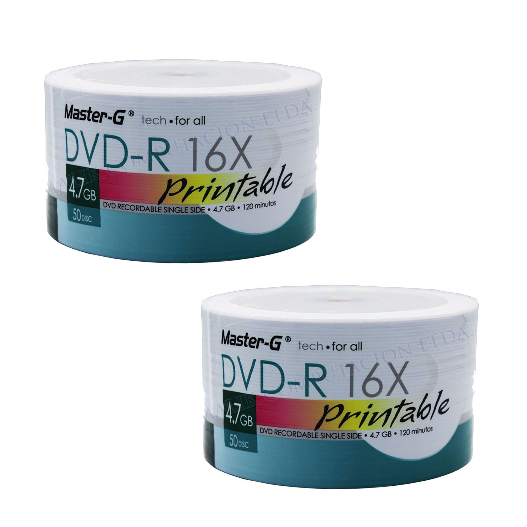 Dvd-r Master-g 16x Printable Pack 100un 4.7gb Discos Nuevos-0