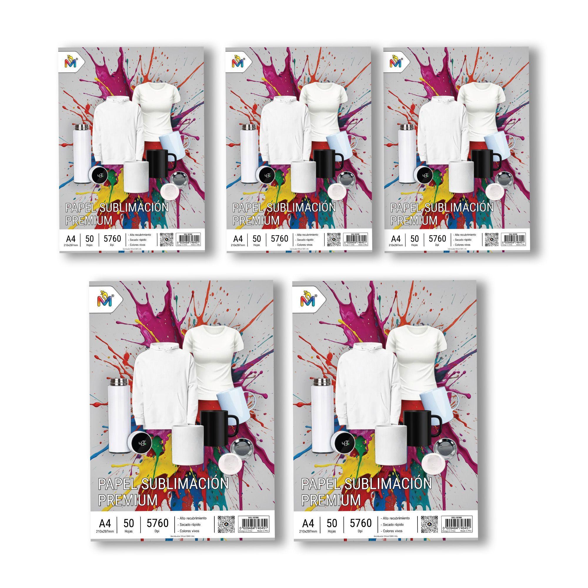 Combo 5 Papel Sublimación A4 - 250 Hojas 5760 Dpi Premium-2