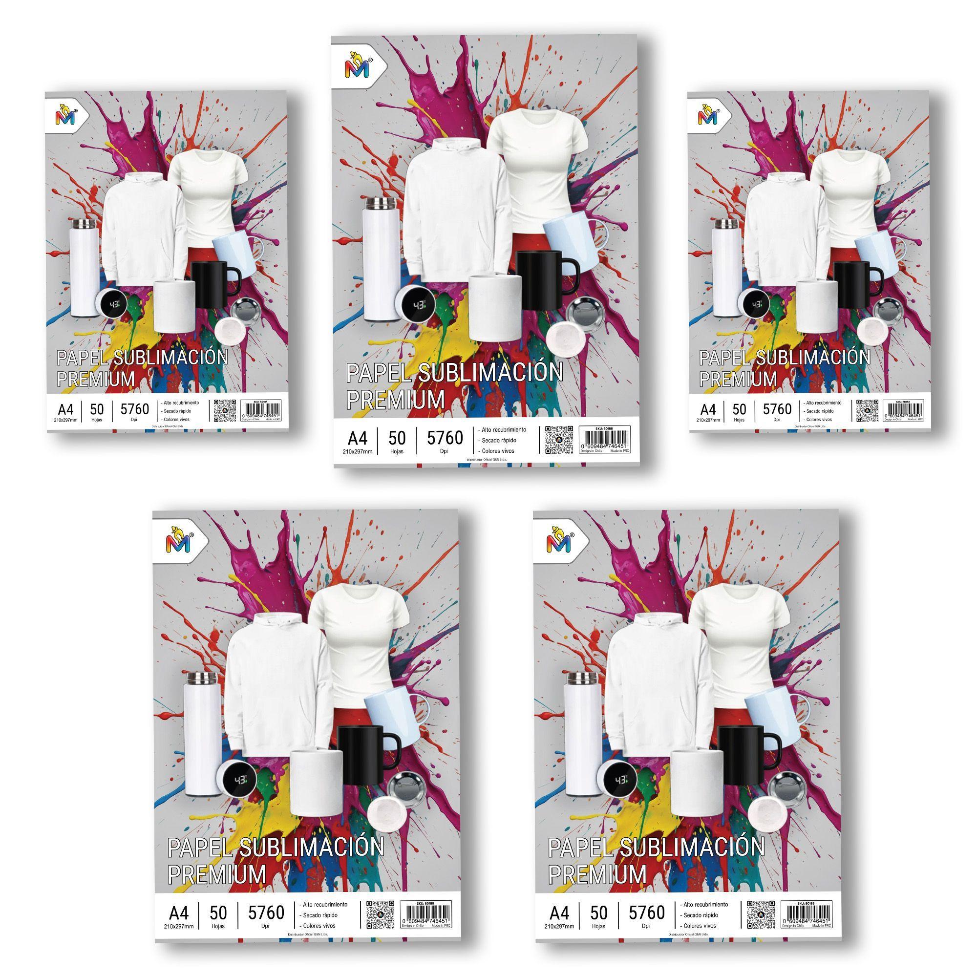 Combo 5 Papel Sublimación A4 - 250 Hojas 5760 Dpi Premium-3