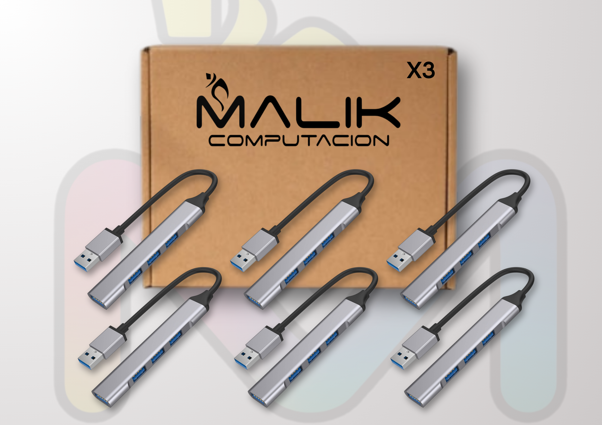 Adaptador Hub Usb 3.0 4 Puertos Ultra Slim Model 5701 Pack 6-2