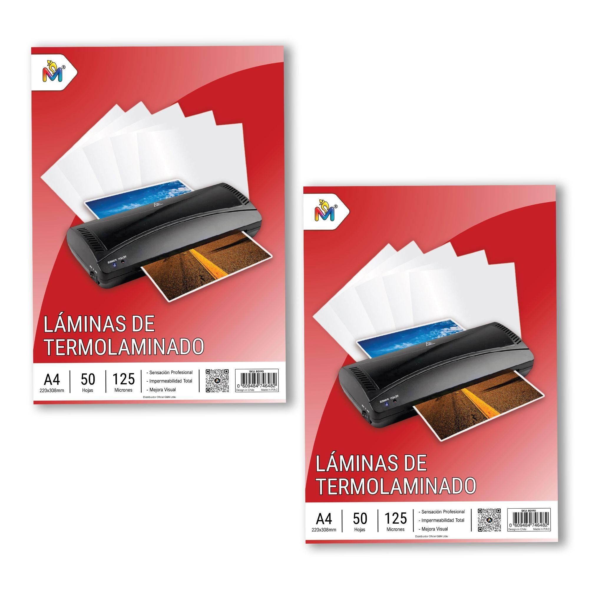 Láminas A4 125 micras x100 Hojas - Acabado Brillante y Rígido-4