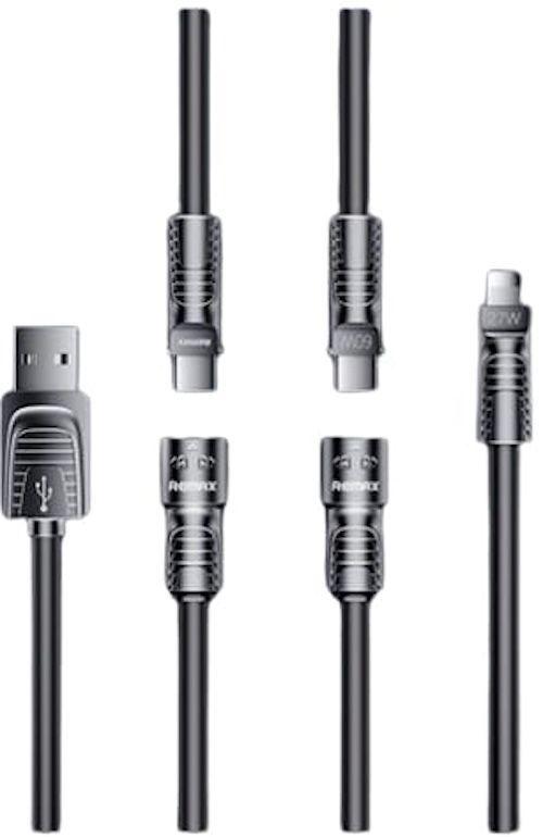 CABLE DE CARGA RAPIDA 4 EN 1 60W 1.5MTS NEGRO RC-C168-0