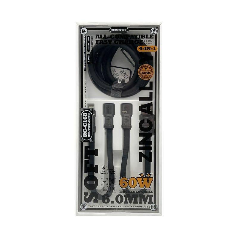 CABLE DE CARGA RAPIDA 4 EN 1 60W 1.5MTS NEGRO RC-C168-1