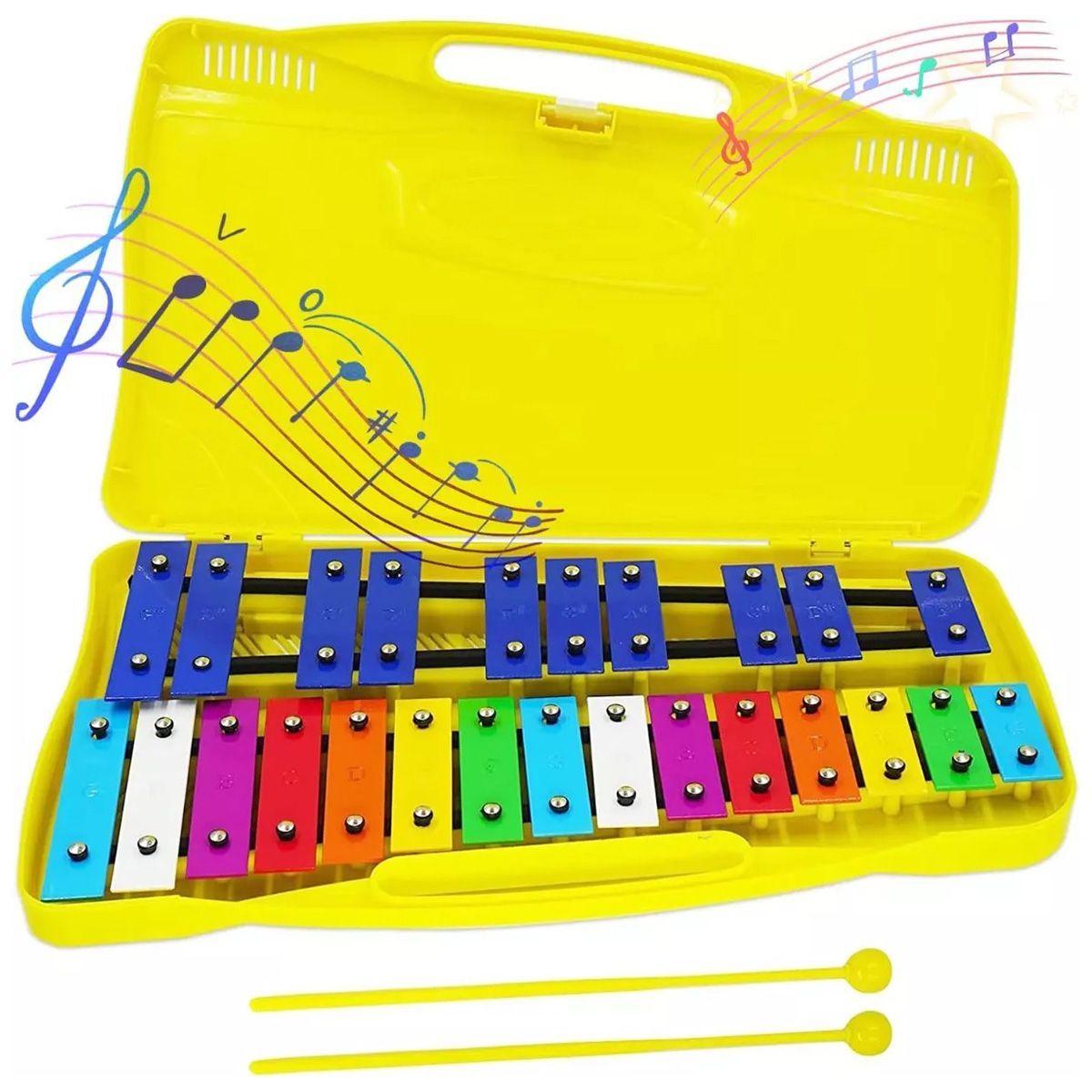 Metalofono 25 Notas Cromado Amarillo - Malik-2