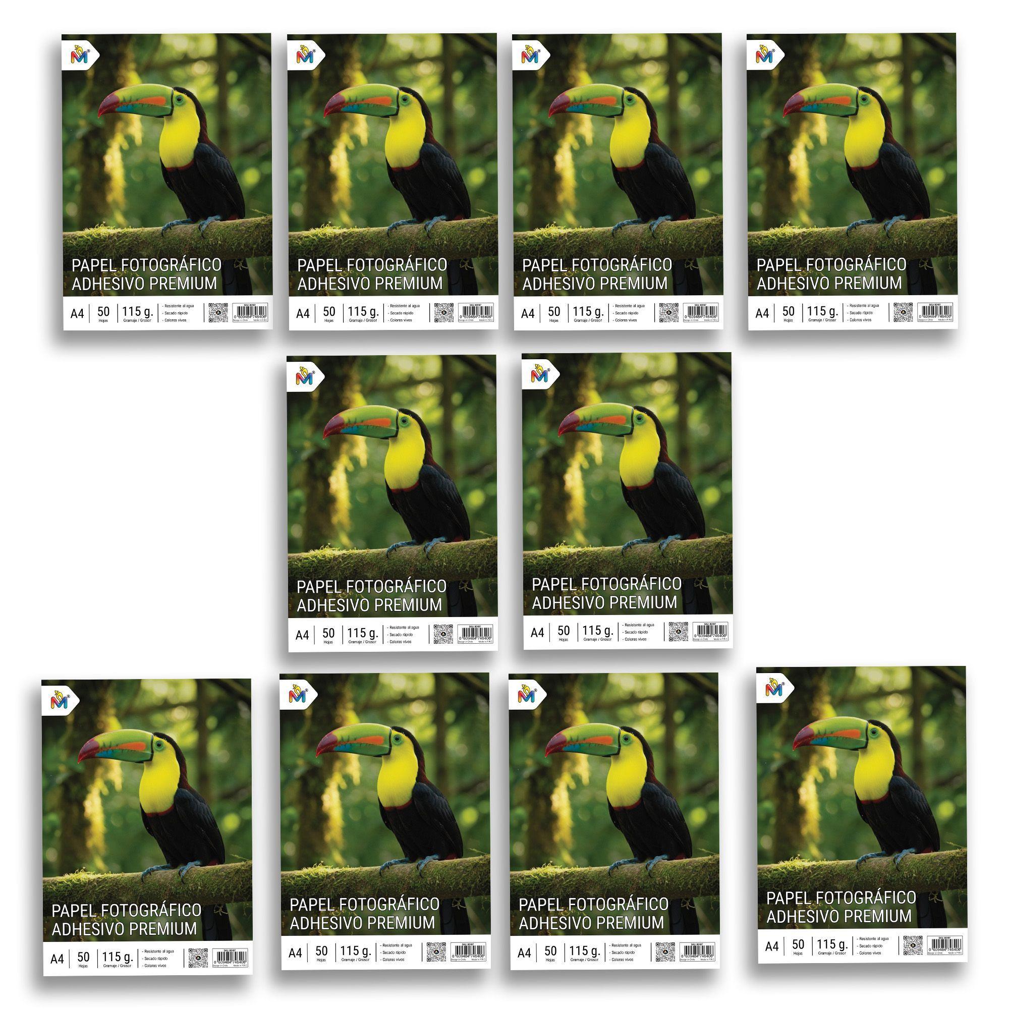 Super Pack 500 Hojas Papel Foto Adhesivo A4 - 115g Glossy-2