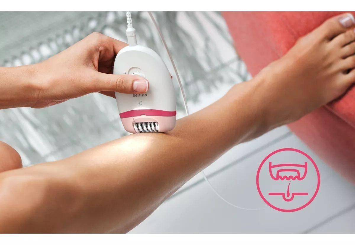 Depiladora Philips Satinelle Essential Compacta Bre255/00 Color Rosa y blanco-3