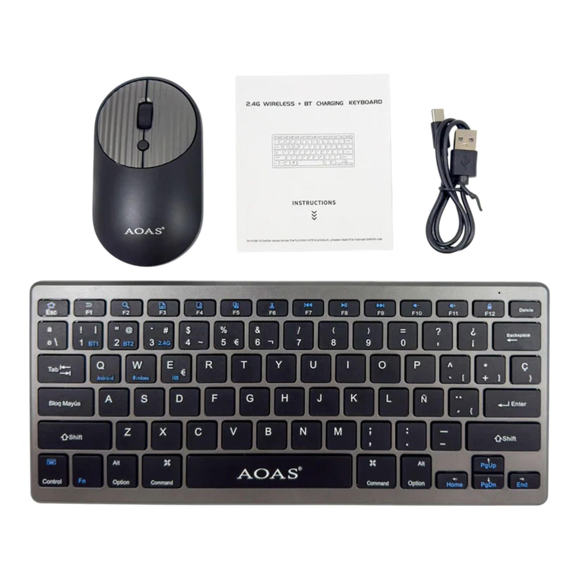 Combo Bluetooth Teclado Mouse A-1011B Negro-5