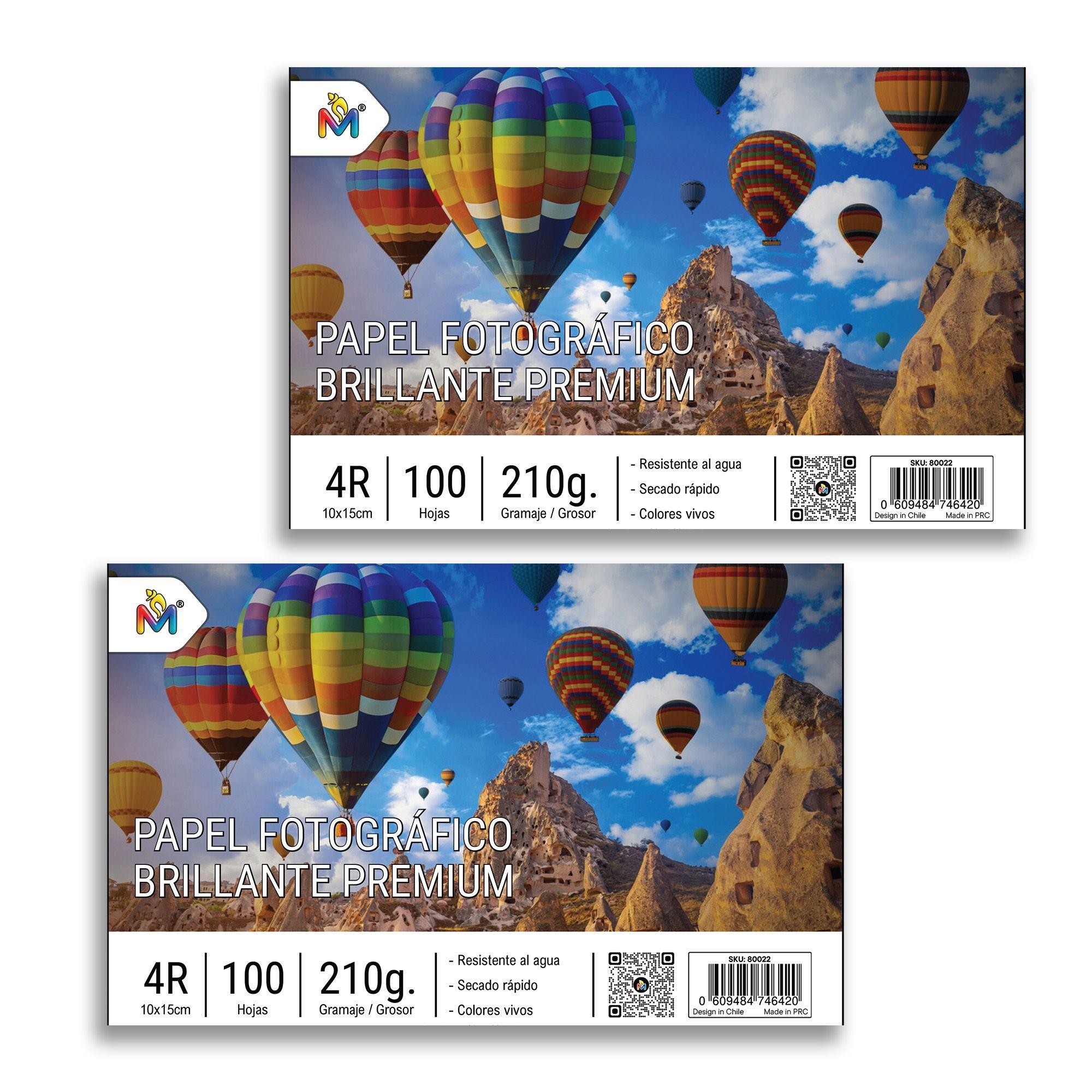 Dúo Pack Papel 10x15 (4x6) 210g - 200 Hojas Brillo Total-0