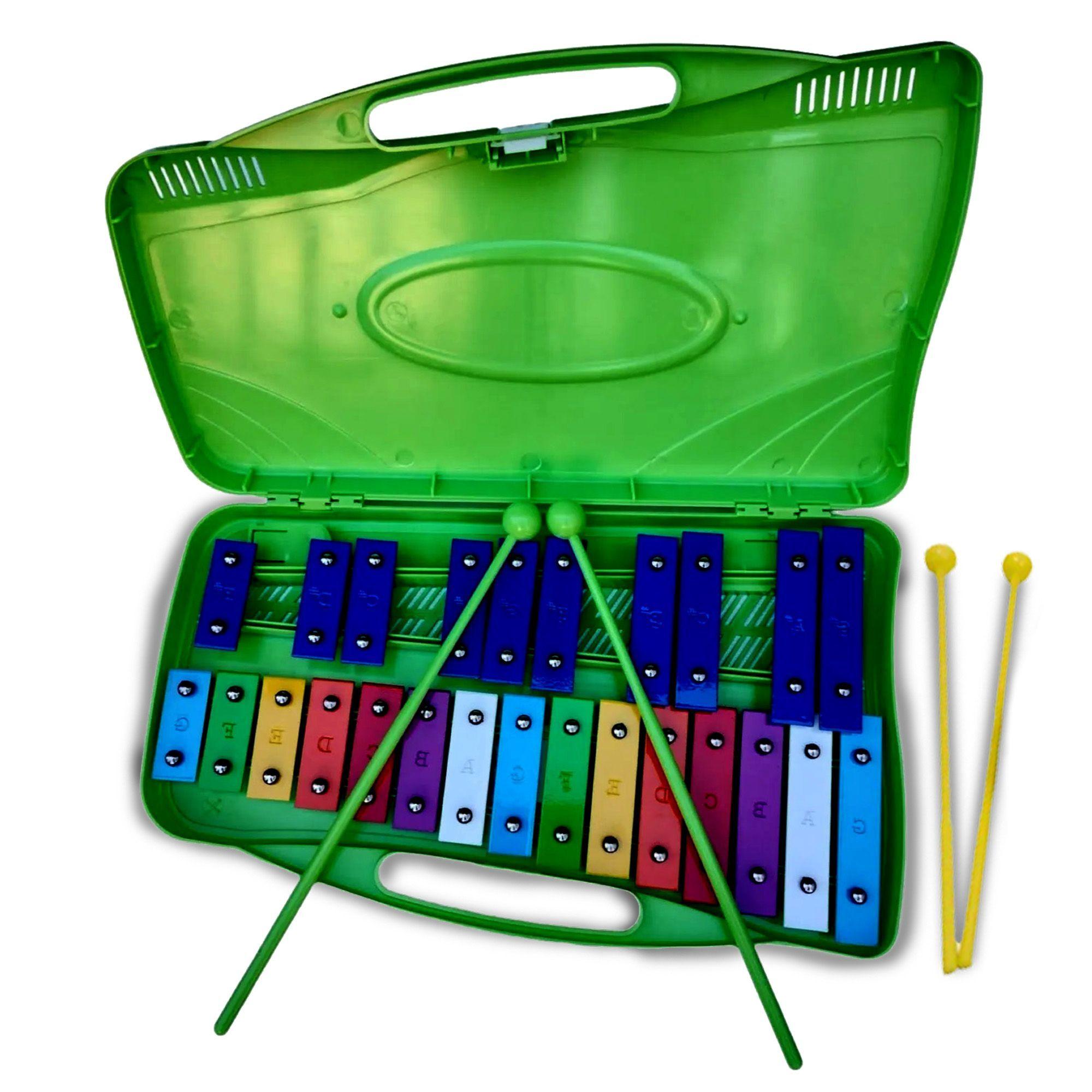 Xilófono Malik 25 Notas Cromático Verde + Baquetas-2