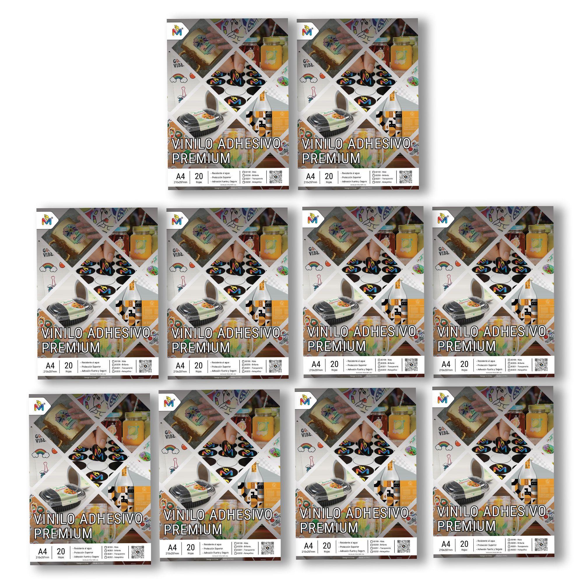 10x Papel Sticker Mate Transparente A4 - 200 Hojas Mayorista-3