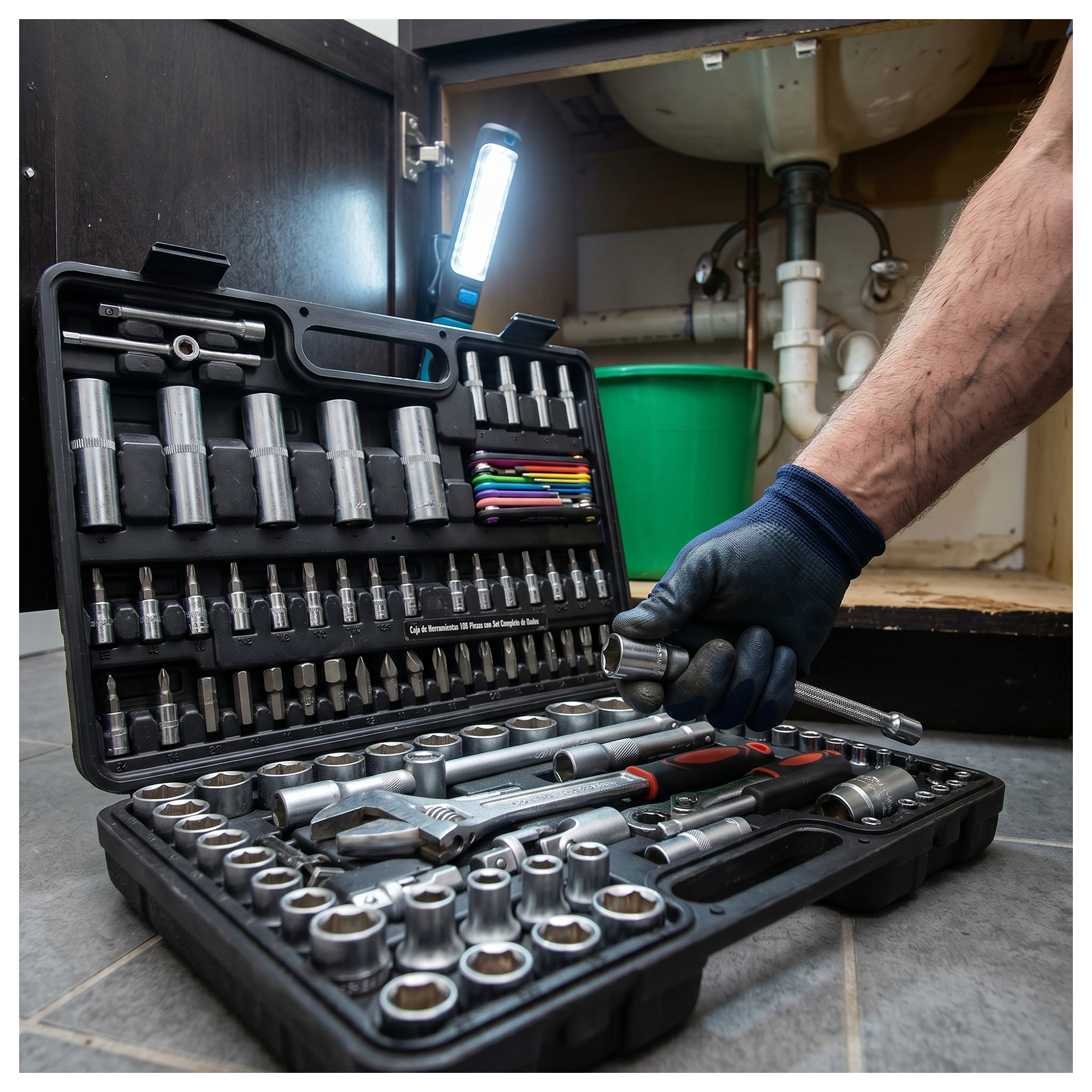 Set de Herramientas 108 Piezas con Dados - Caja Completa-1