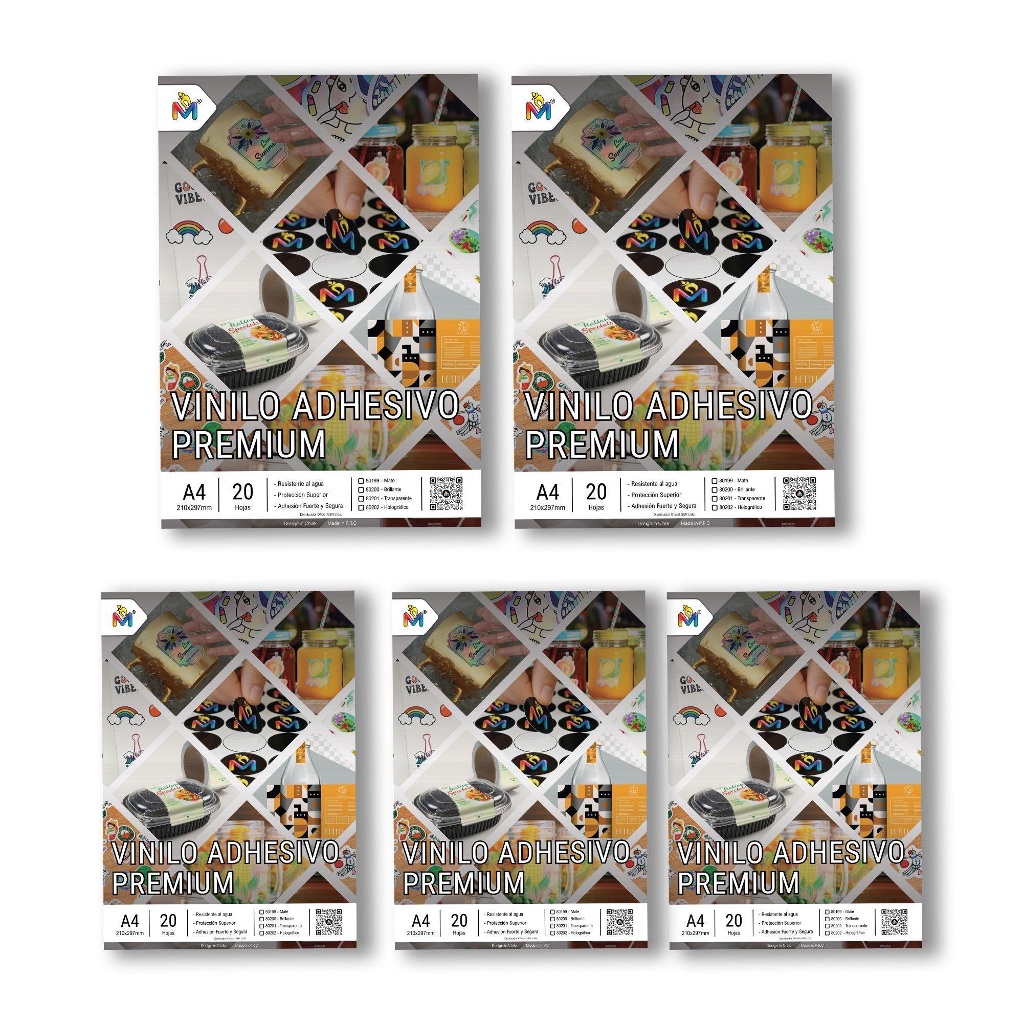 Combo 5 Papel Holográfico Rainbow - 100 Hojas Stickers de Lujo-2