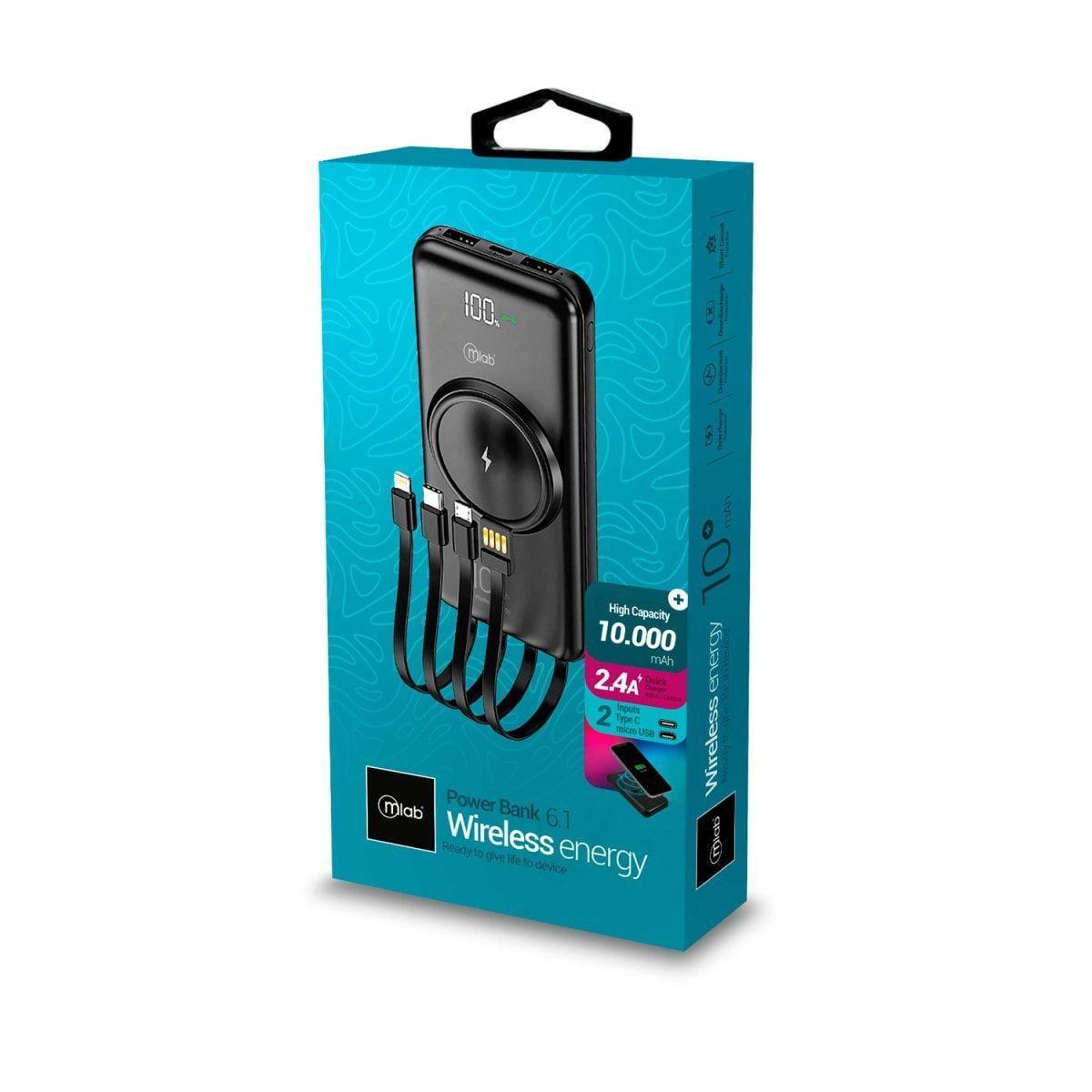 POWERBANK INALAMBRICO 10.000mAh LCD WIRELESS ENERGY 6 EN 1-2