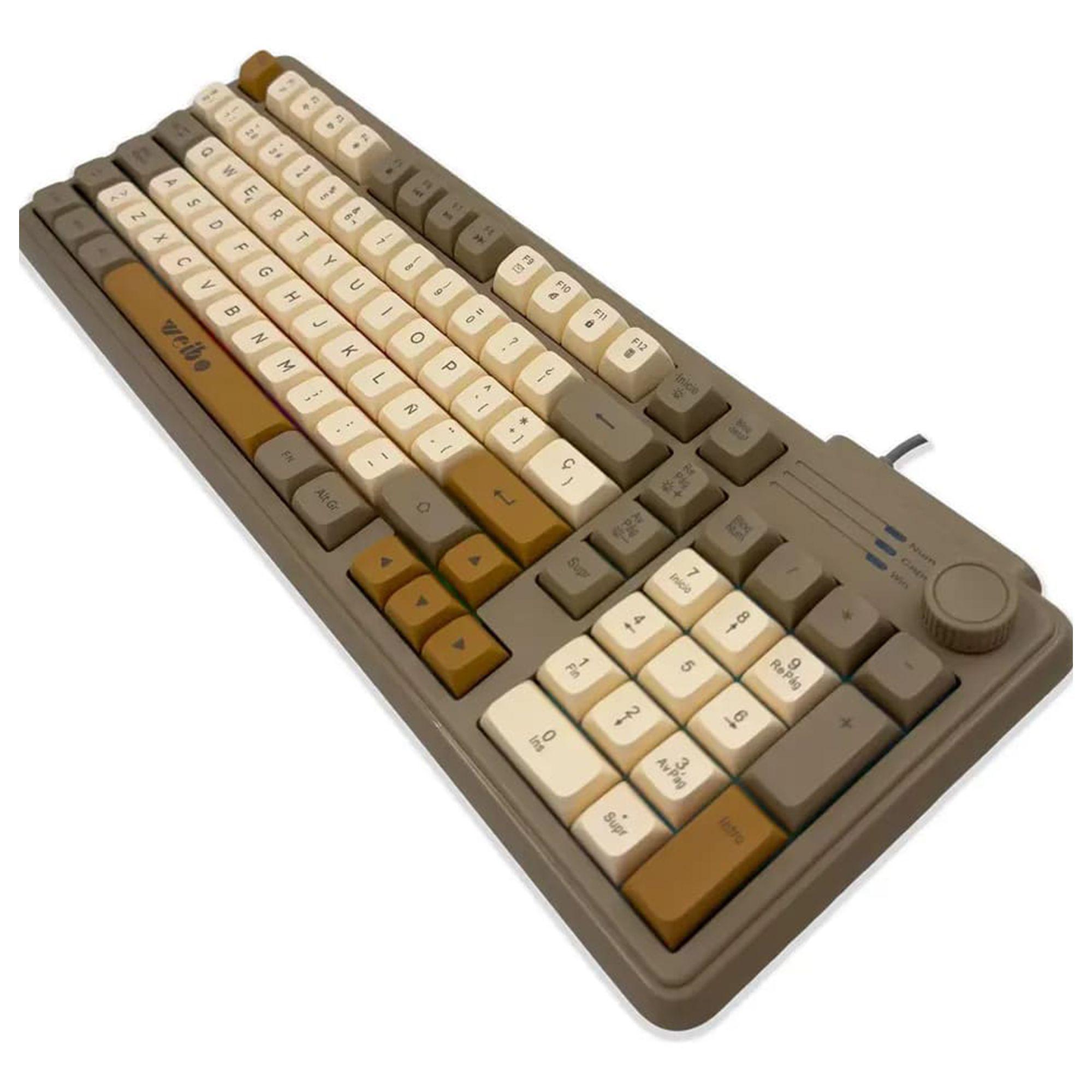 Teclado RGB con rueda led y color café WB-222-4