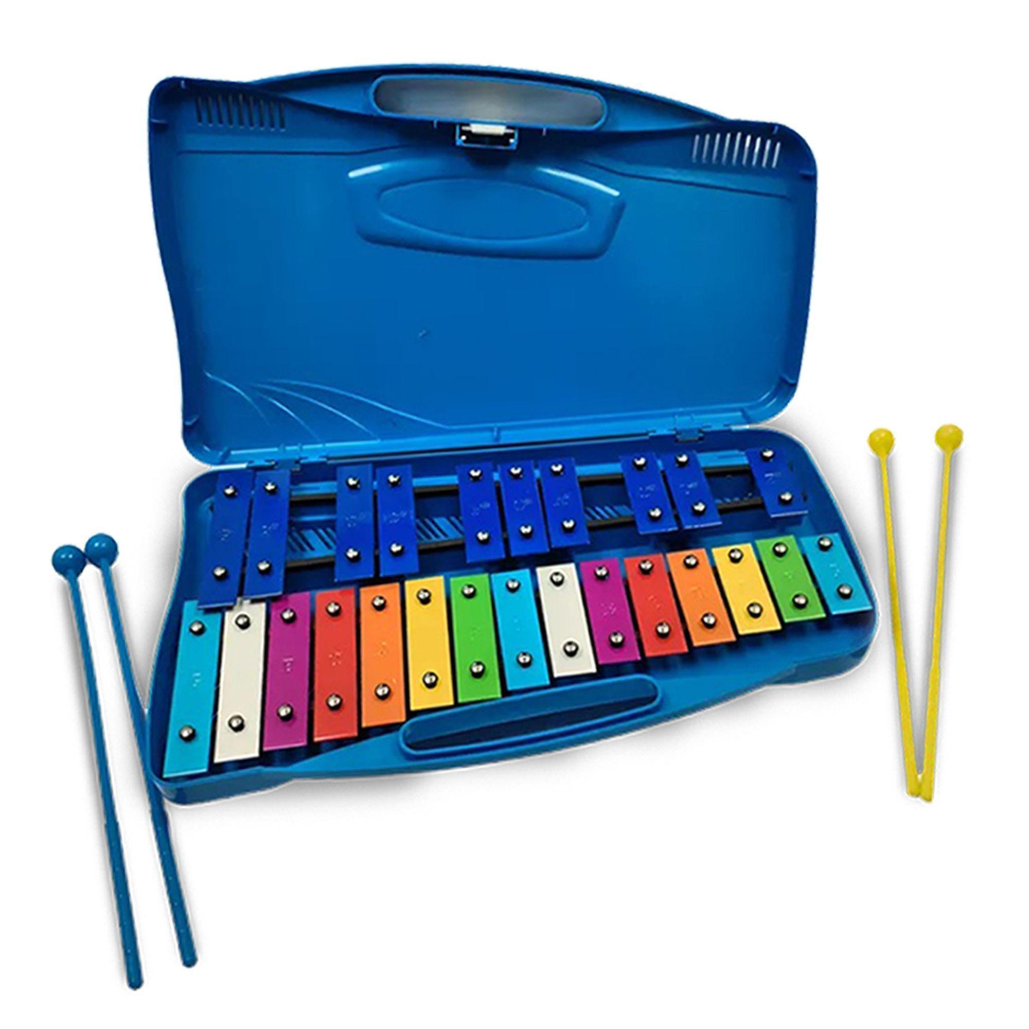 Metalófono Malik Azul 25 Notas Cromático + Baquetas-0