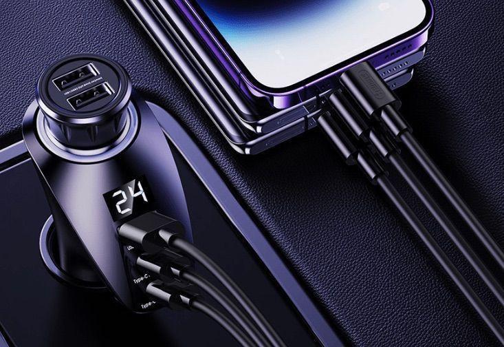 CARGADOR RAPIDO PARA AUTO 12V-24V 88.5W NEGRO REMAX RCC339-4