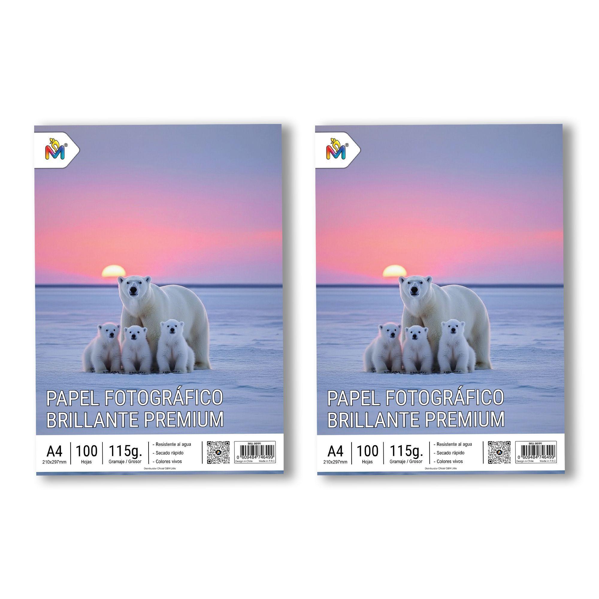 Dúo Pack Papel Fotográfico 115g - 200 Hojas Alta Resolución-2