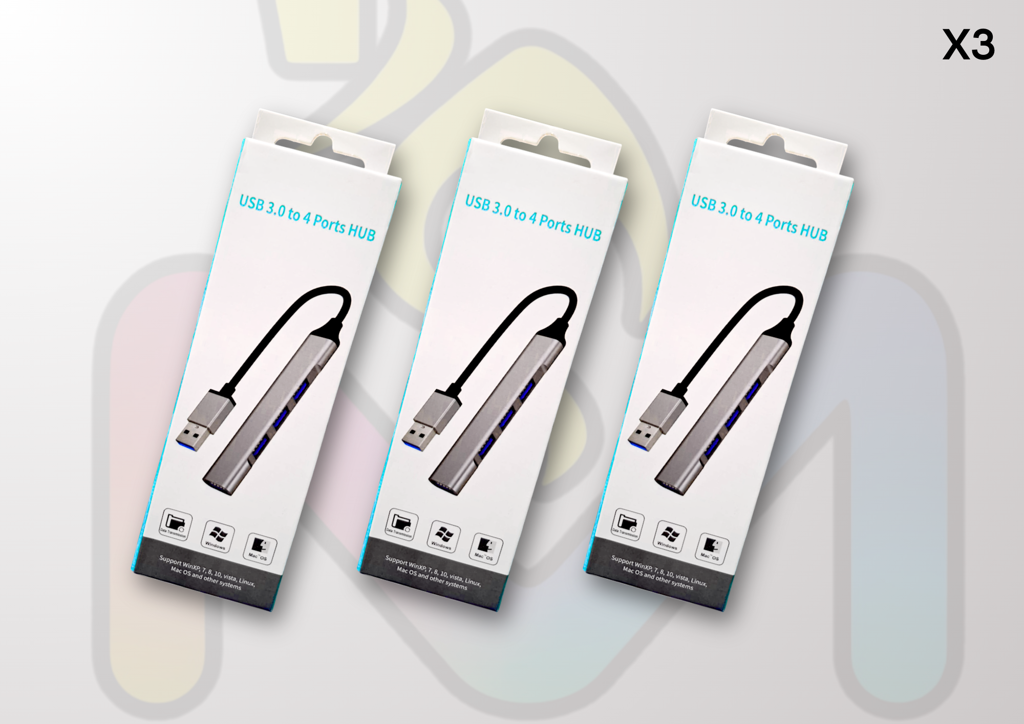 Adaptador Hub Usb 3.0 4 Puertos Ultra Slim Model 5701 Pack 3-2