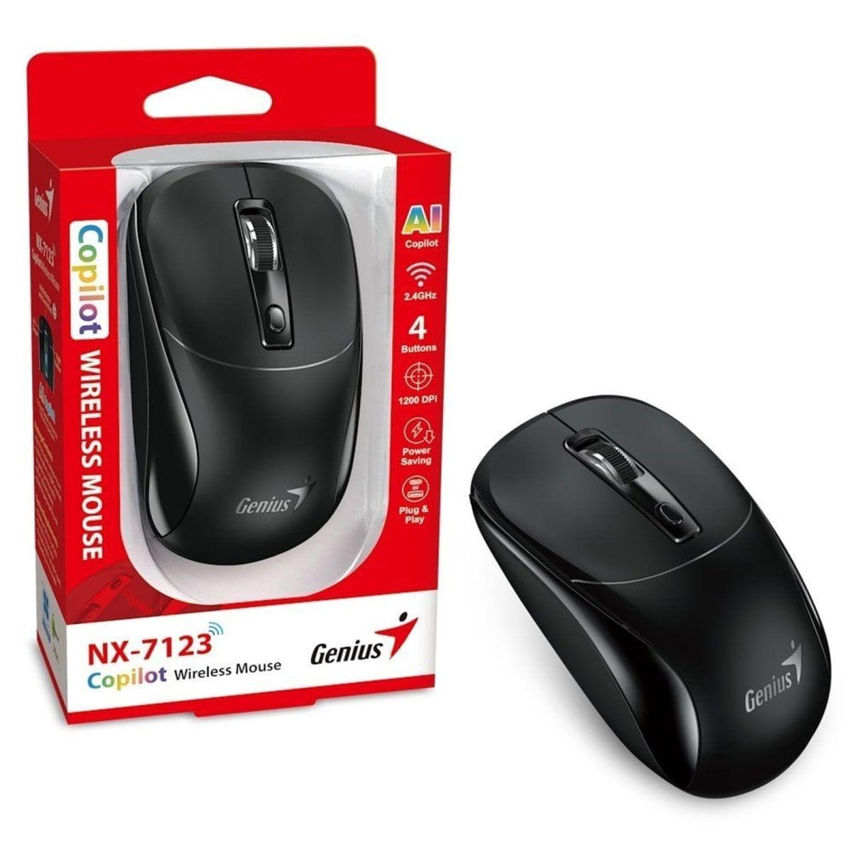 MOUSE INALAMBRICO GENIUS 2,4GHZ COPILOT BLACK-NX-7123-BK 150GEN09499-3