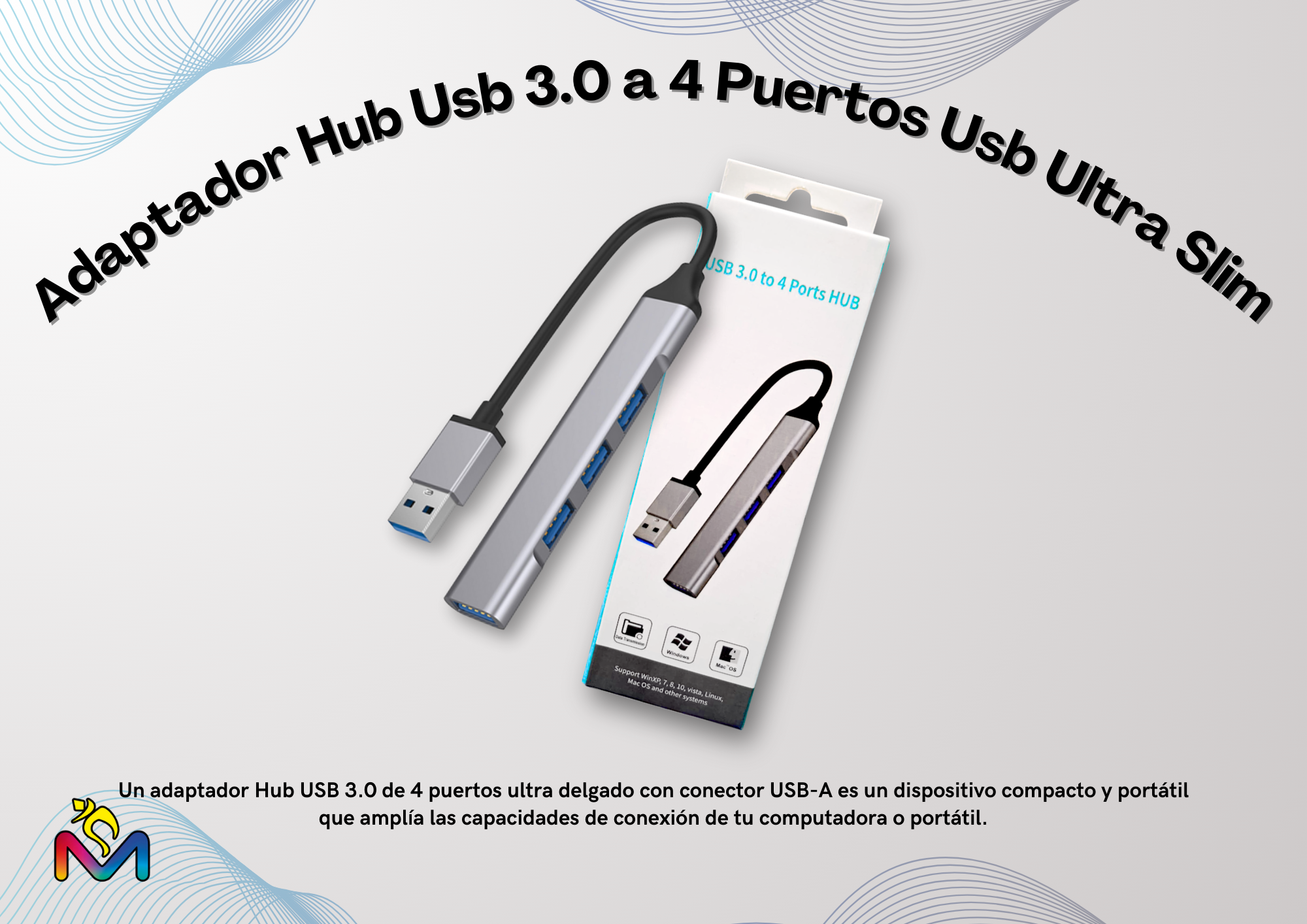 Adaptador Hub Usb 3.0 4 Puertos Ultra Slim Model 5701 Pack 10-1