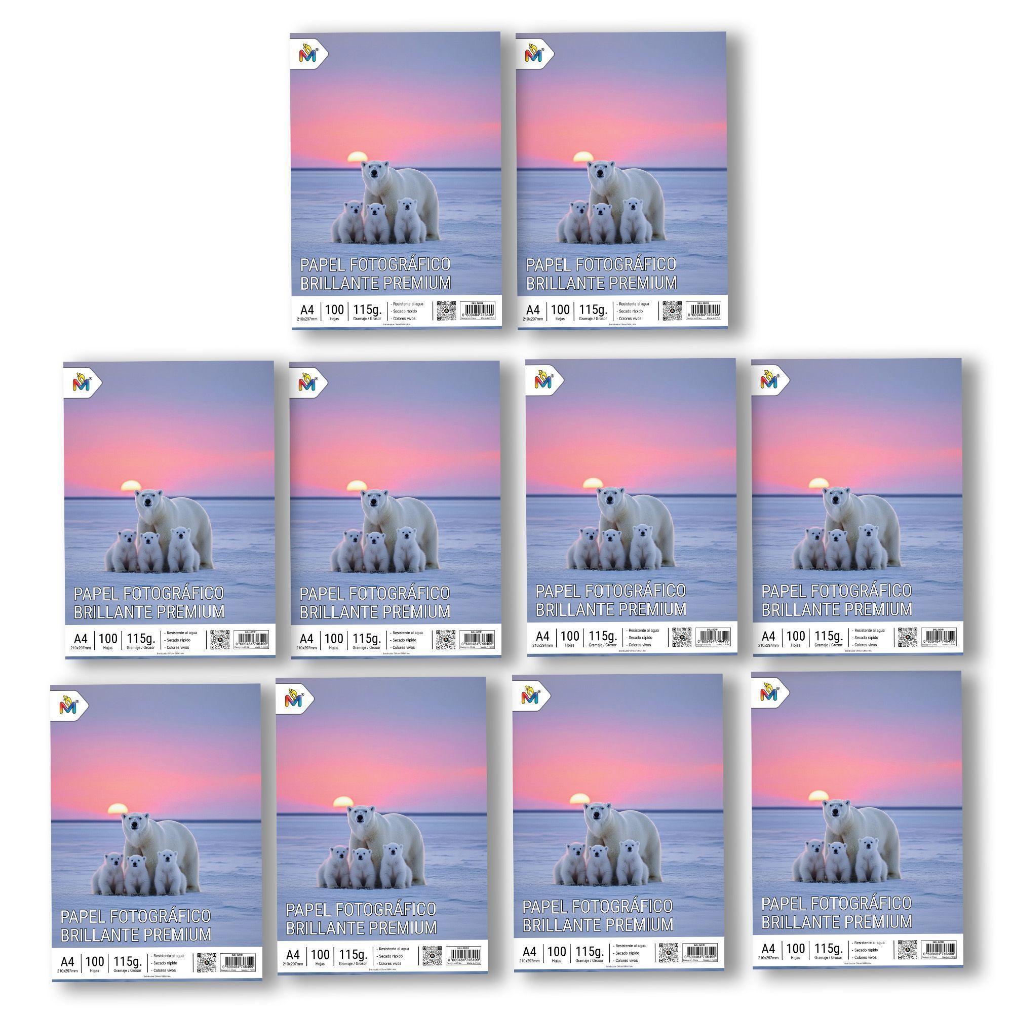1000 Hojas Papel Foto A4 115g - Super Pack Brillante Inkjet-0