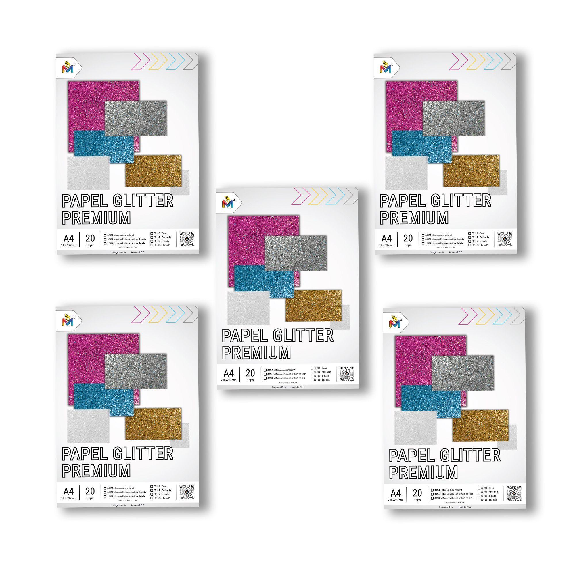 Combo 5 Papel Plata Glitter - 100 Hojas Efecto Galaxia Pro-2