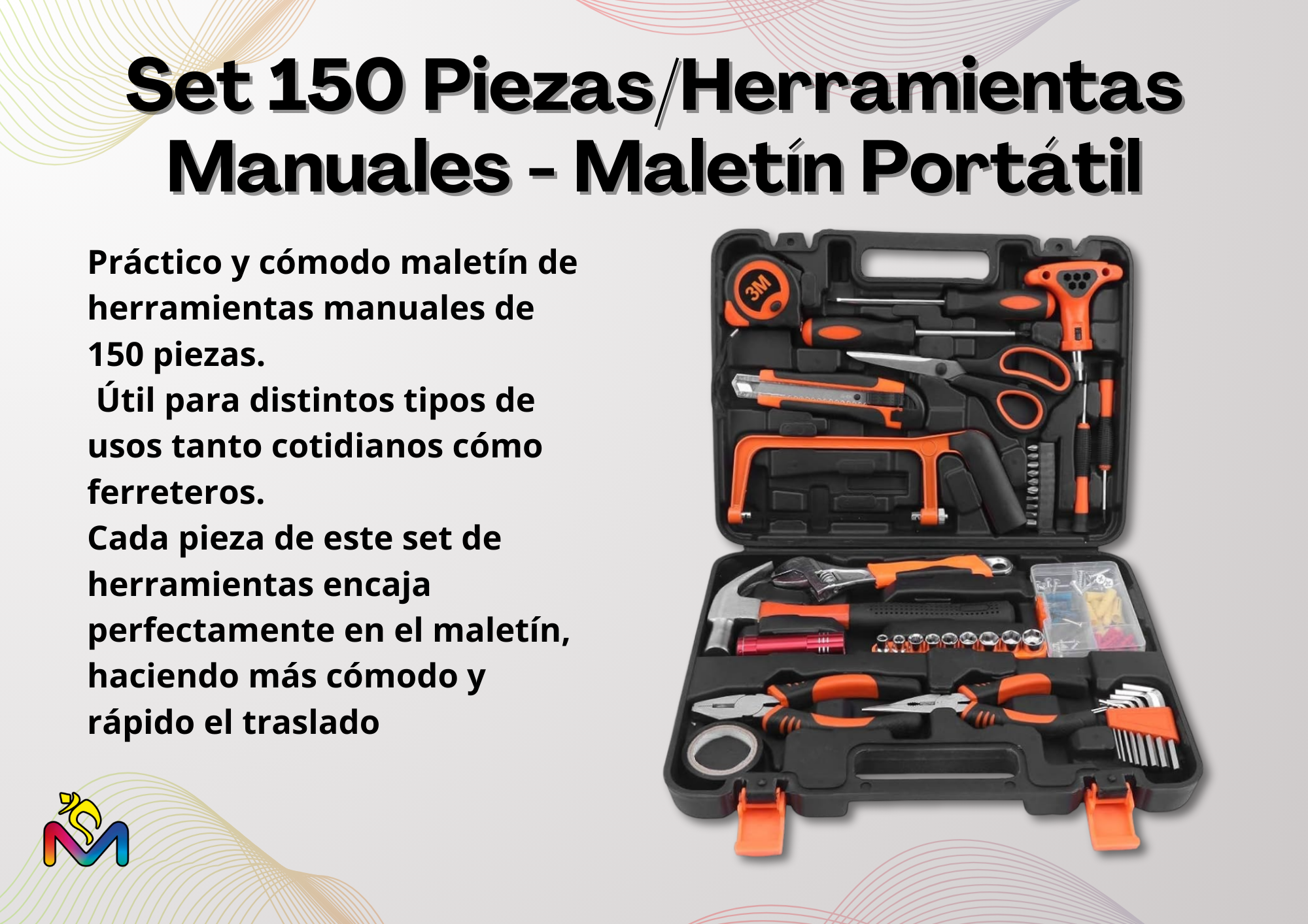 Set 87 Piezas Herramientas Manuales - Maletín Portátil Pack 6-2